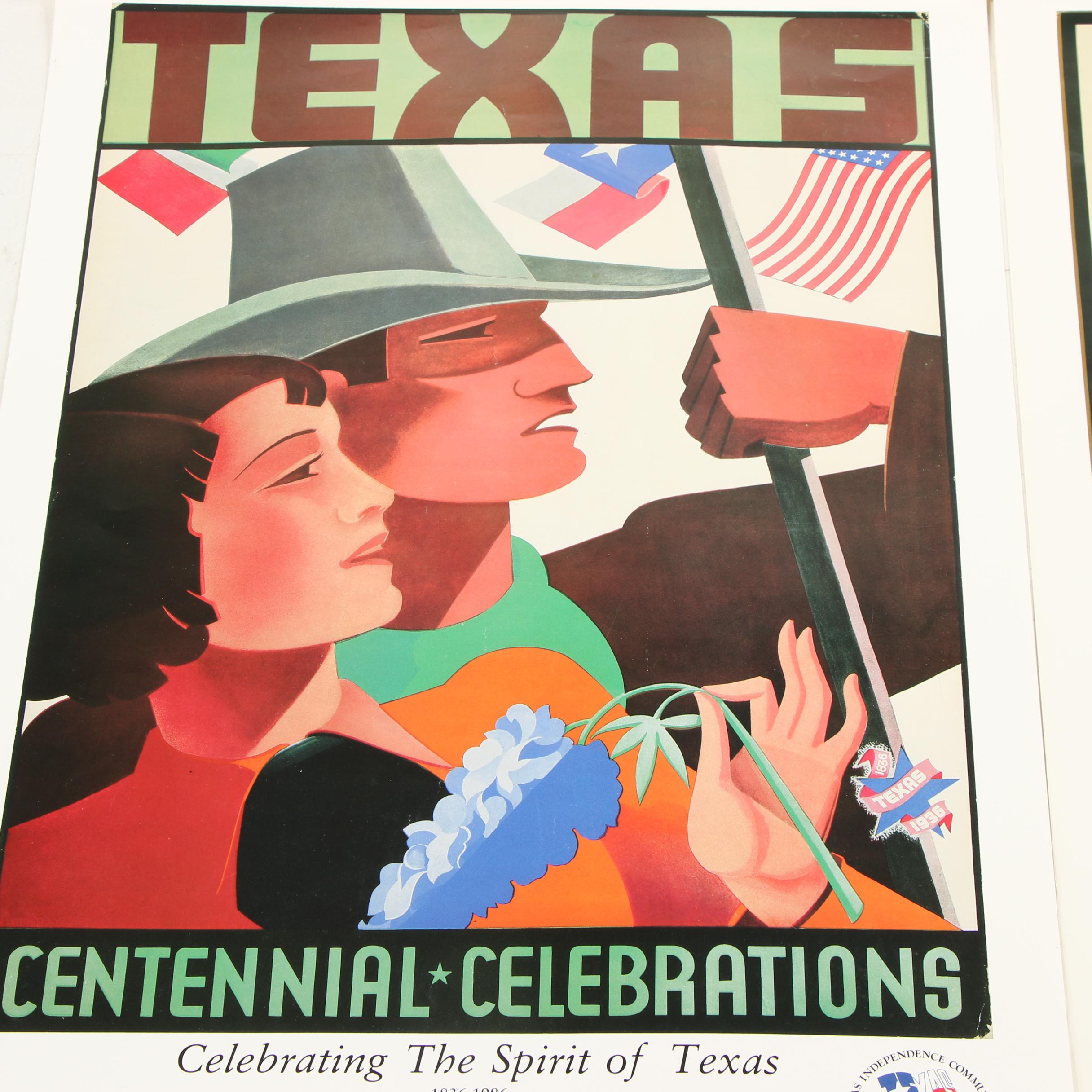 Texas Centennial Celebrations Offset Lithograph Posters, 1986