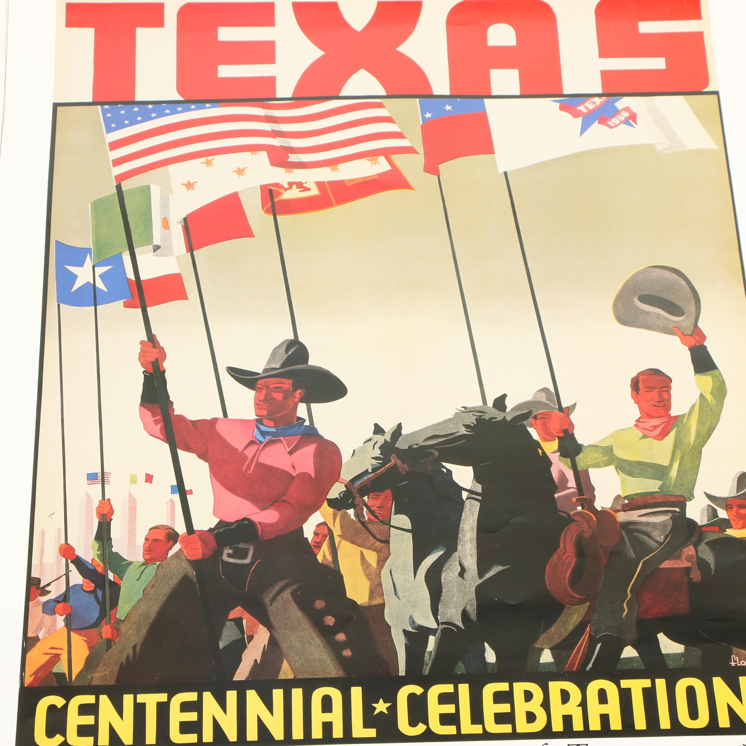 Texas Centennial Celebrations Offset Lithograph Posters, 1986