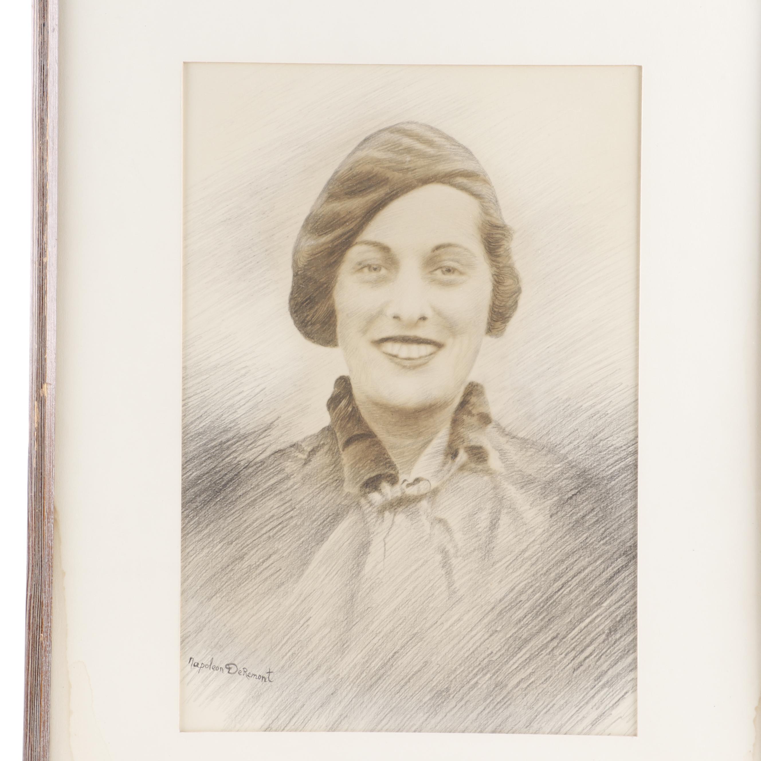 Napoleon DeRemont Portrait Drawing of Woman