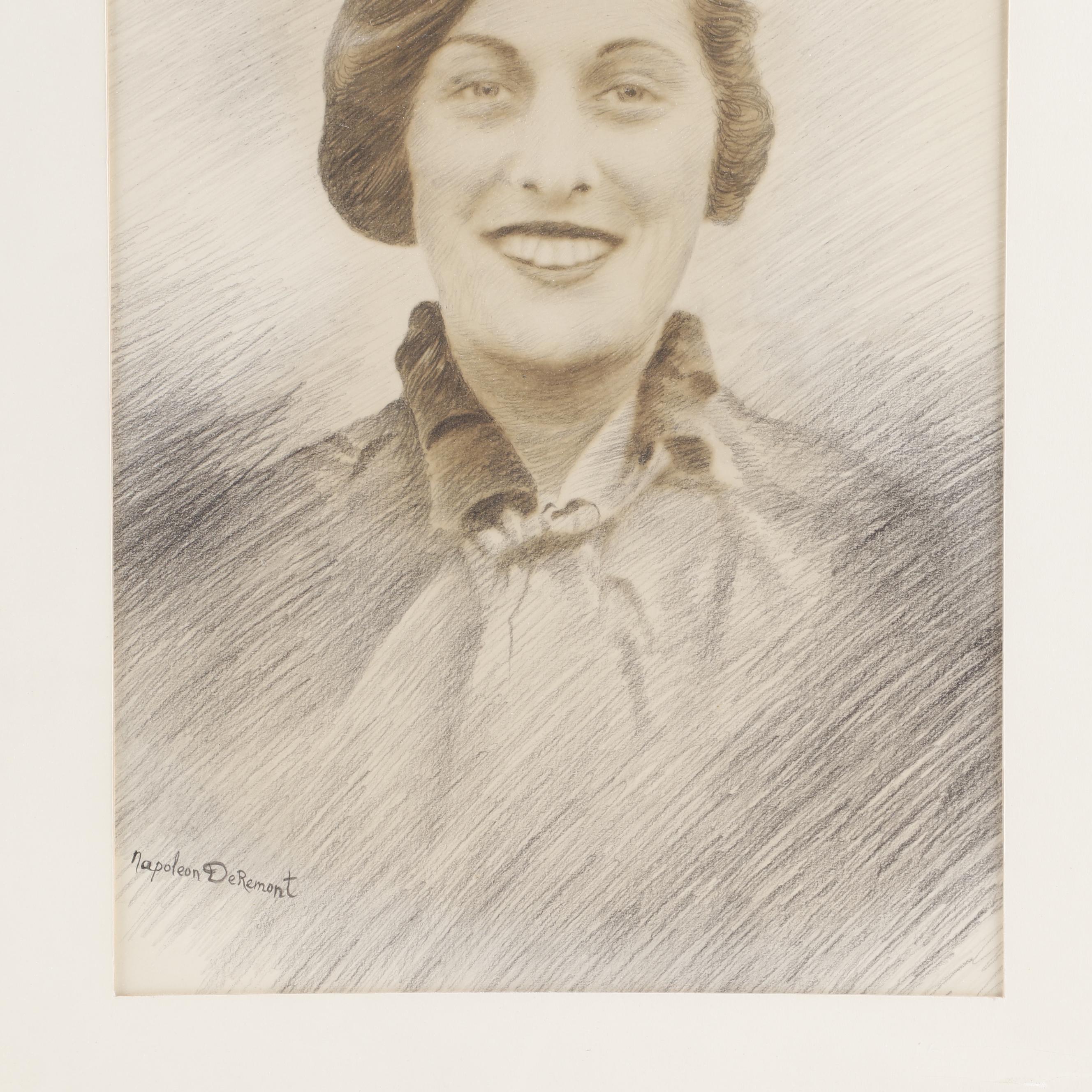 Napoleon DeRemont Portrait Drawing of Woman