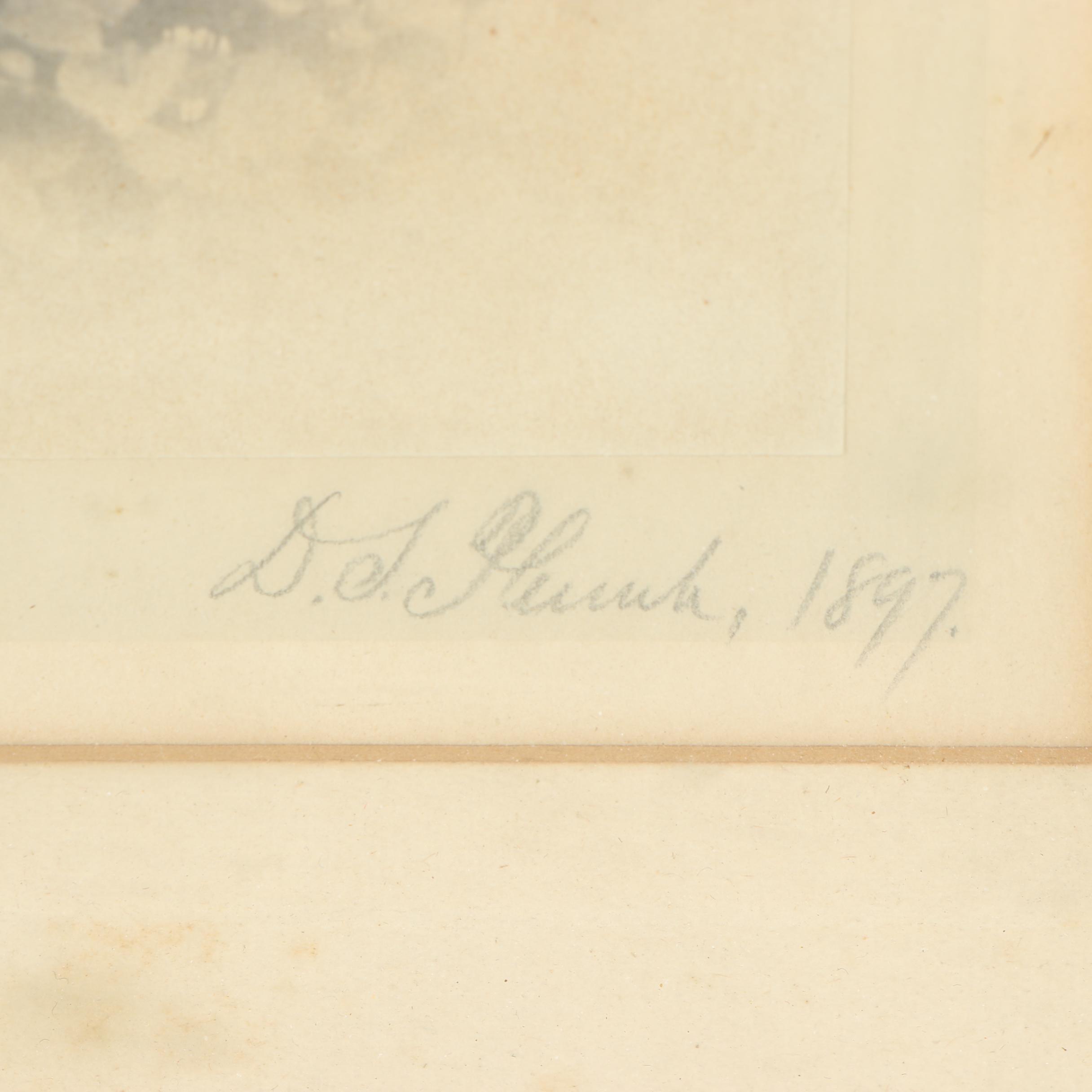 1897 Albumen Photograph and Pastel Drawing of Cats