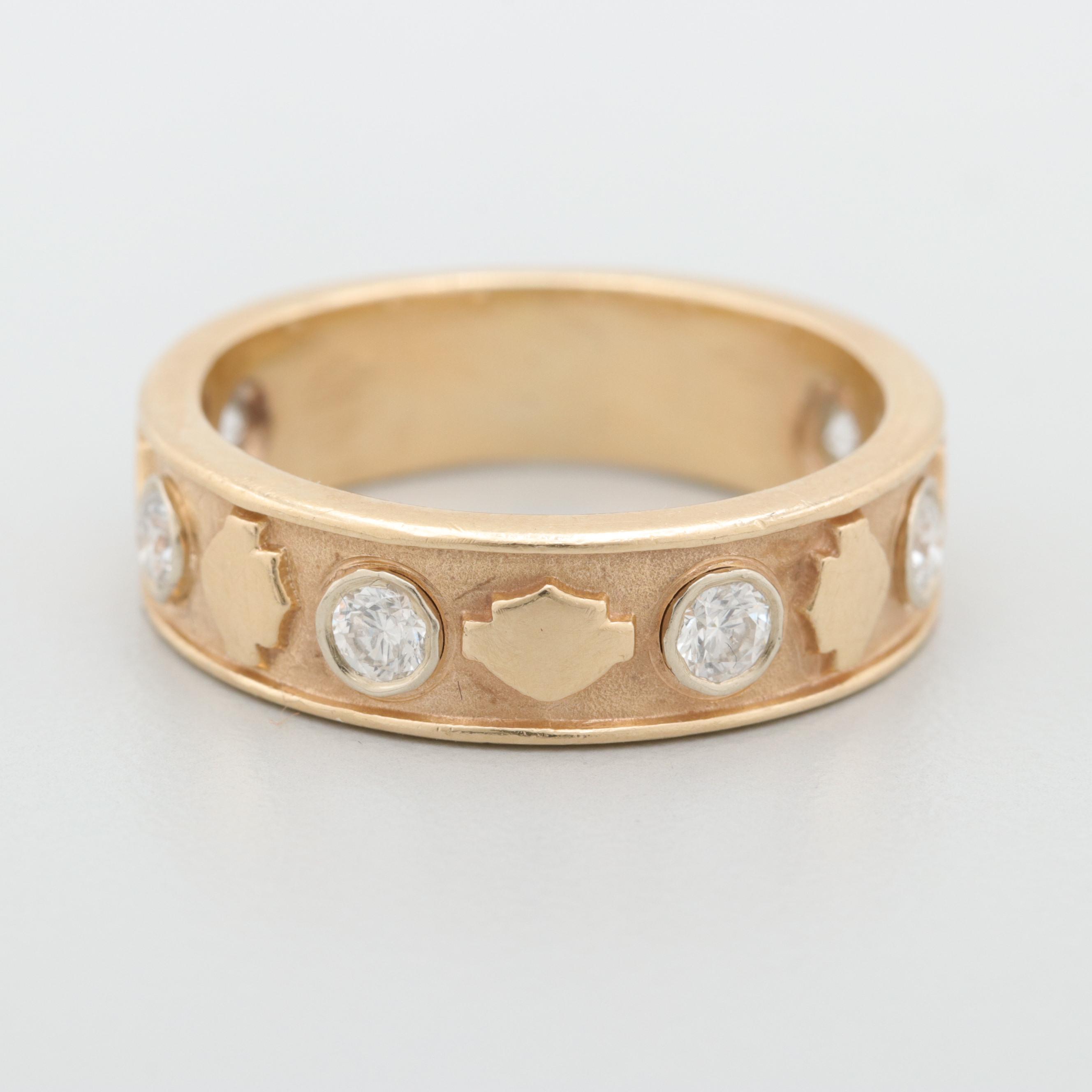 Syd Curtis for Harley Davidson 14K Yellow Gold Diamond Band
