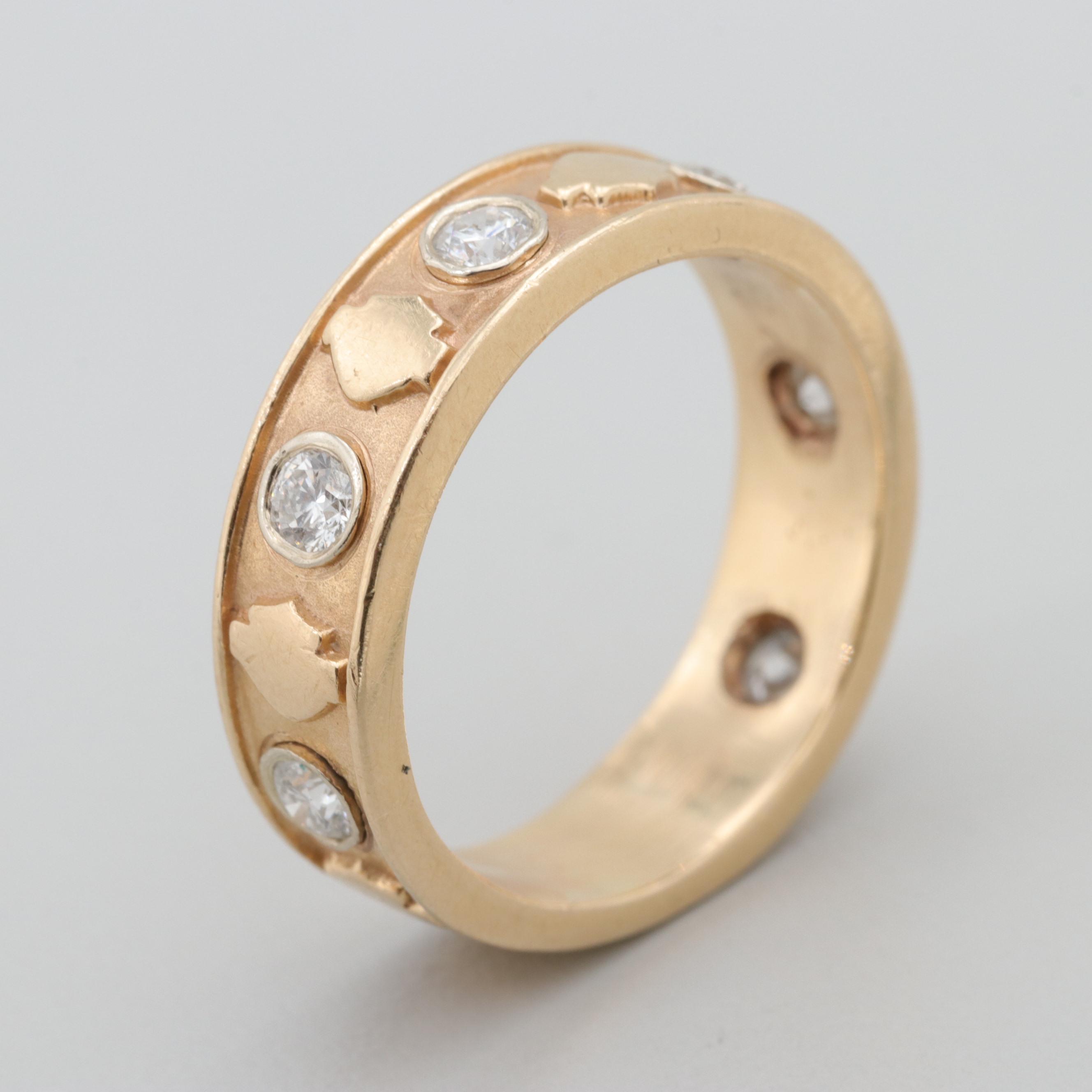 Syd Curtis for Harley Davidson 14K Yellow Gold Diamond Band