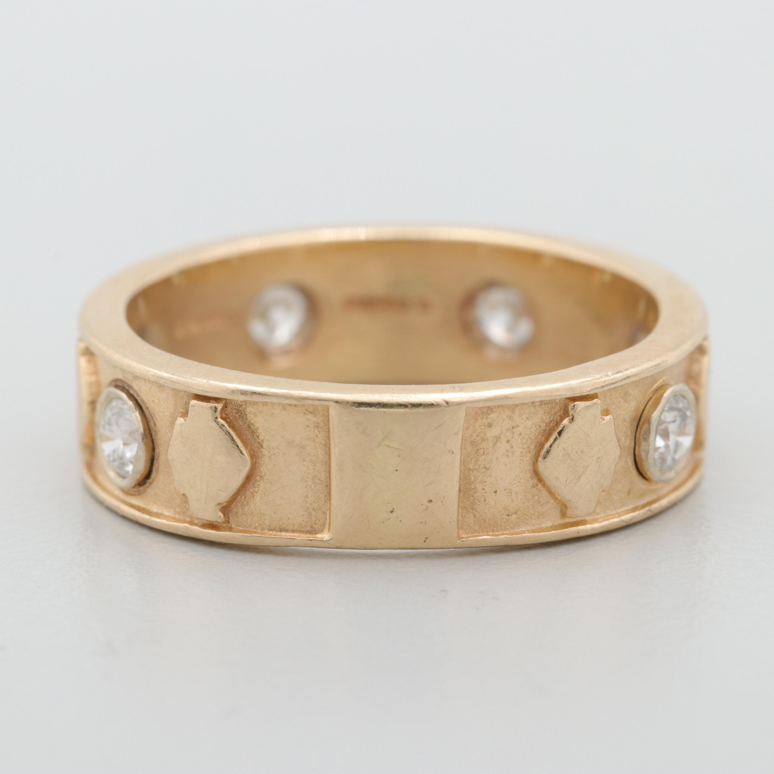 Syd Curtis for Harley Davidson 14K Yellow Gold Diamond Band