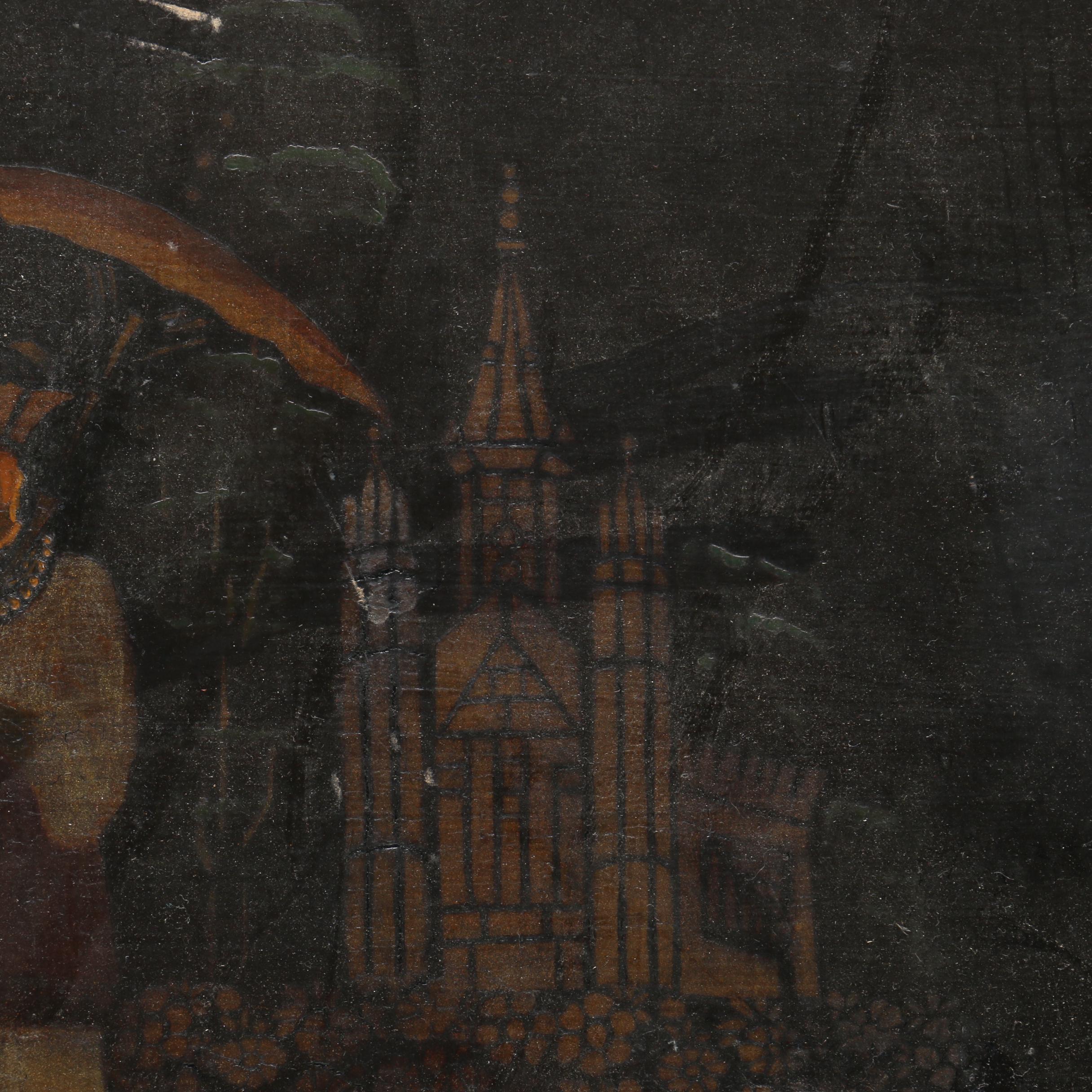 Antique Gilt and Hand Painted Asian Motif Tray