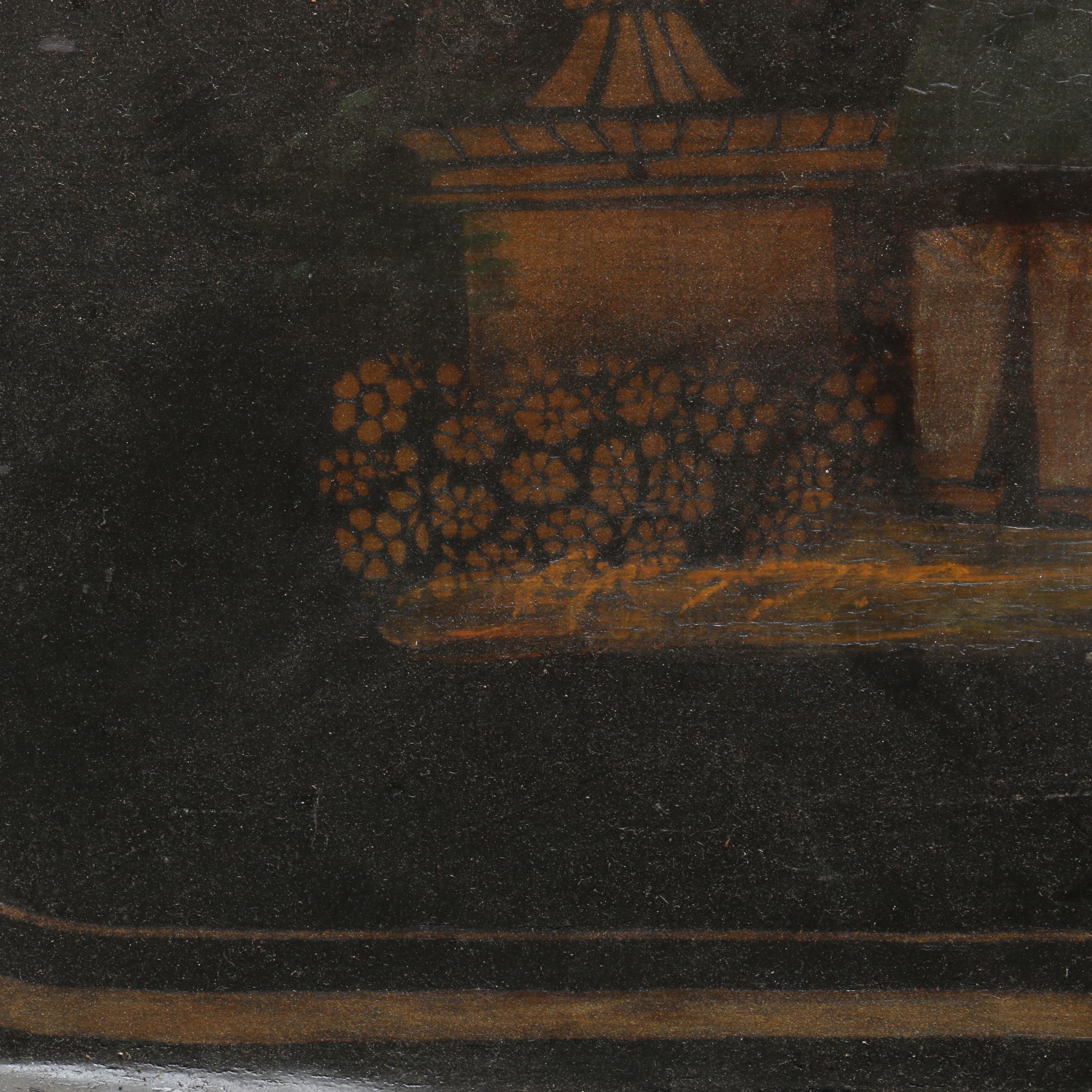 Antique Gilt and Hand Painted Asian Motif Tray