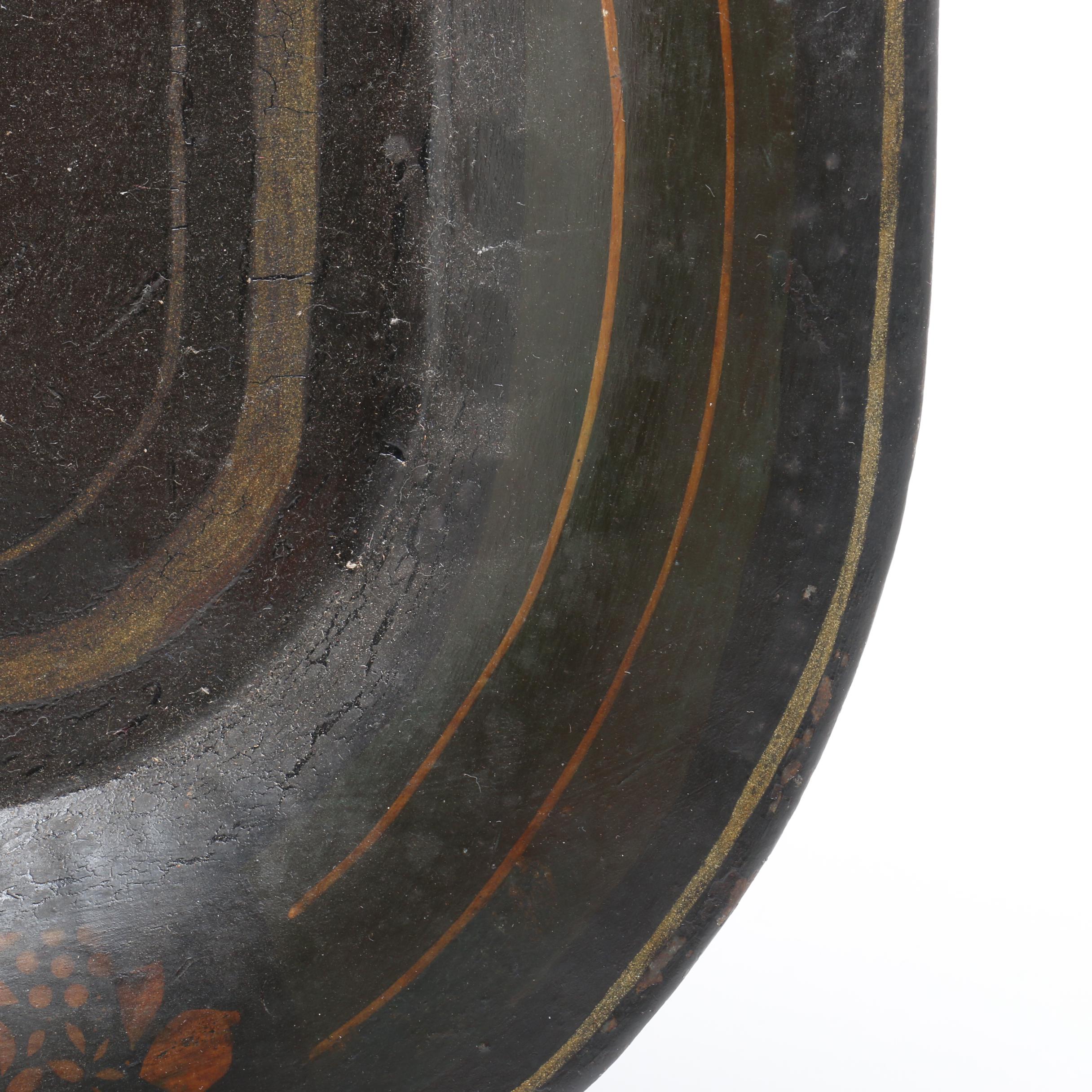 Antique Gilt and Hand Painted Asian Motif Tray