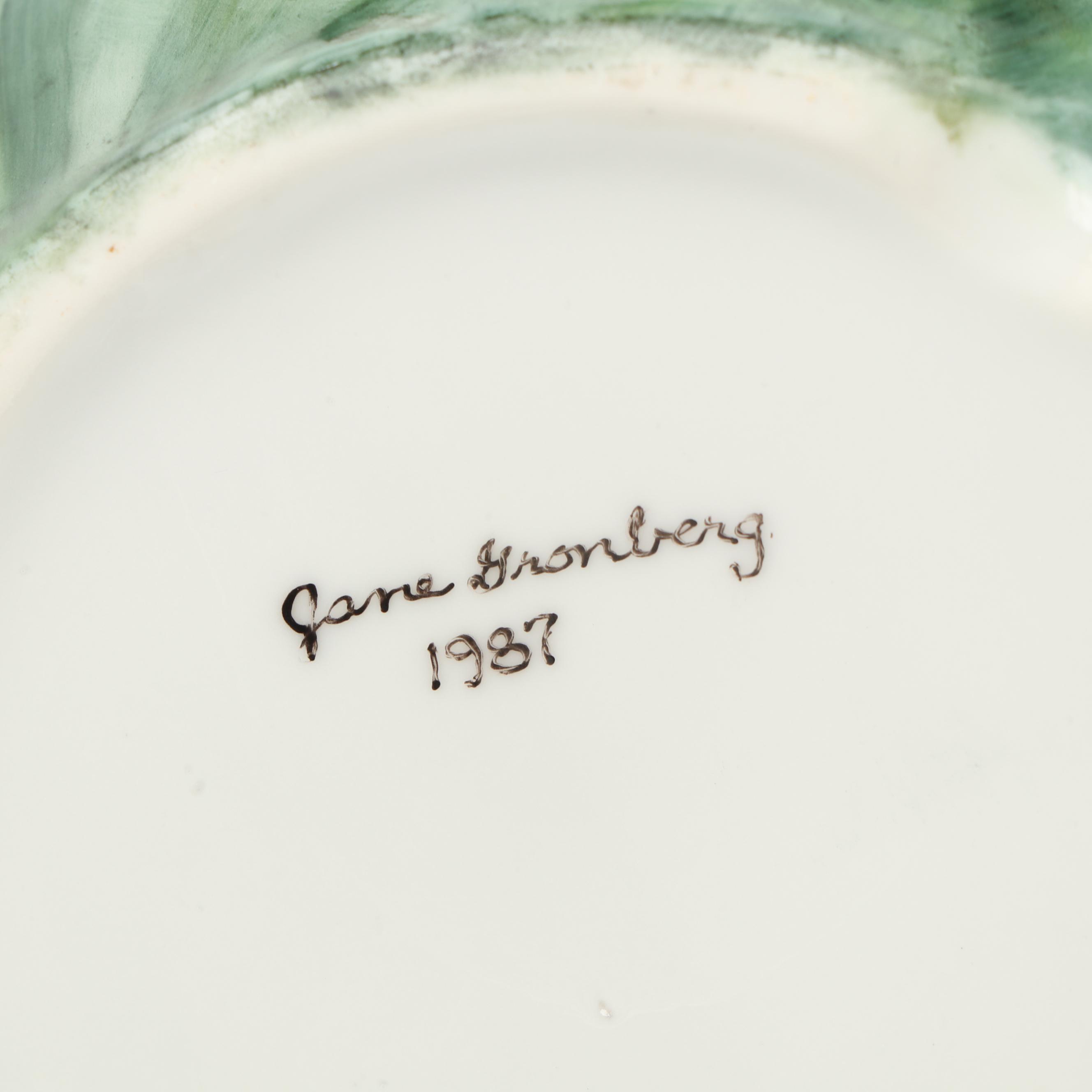 Hobbyist Painted Porcelain Coffee Pot with Creamer and Sugar, 1987