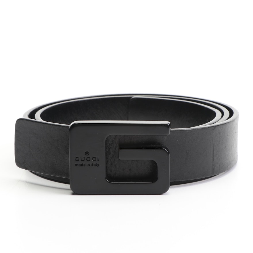 Gucci Black Leather Belt, Made in Italy