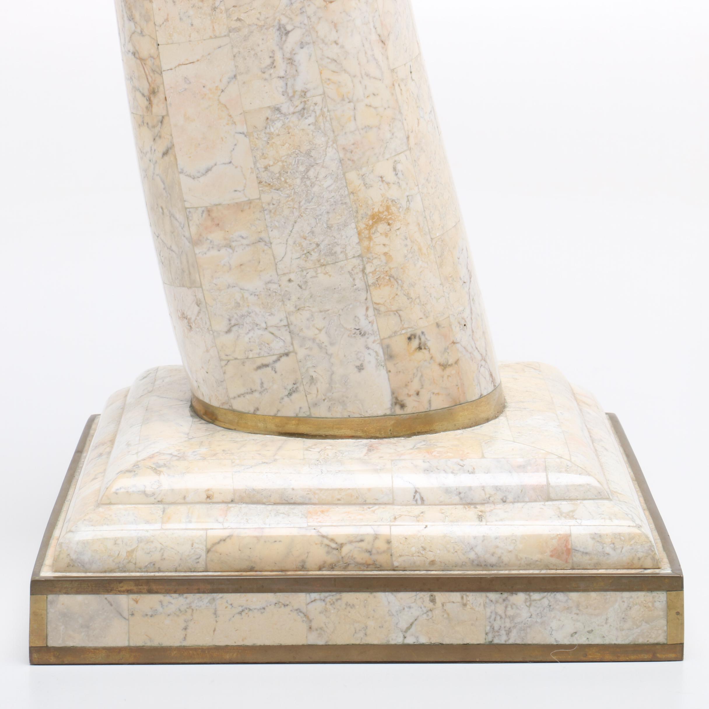 Maitland-Smith Tessellated Marble Horn Sculpture