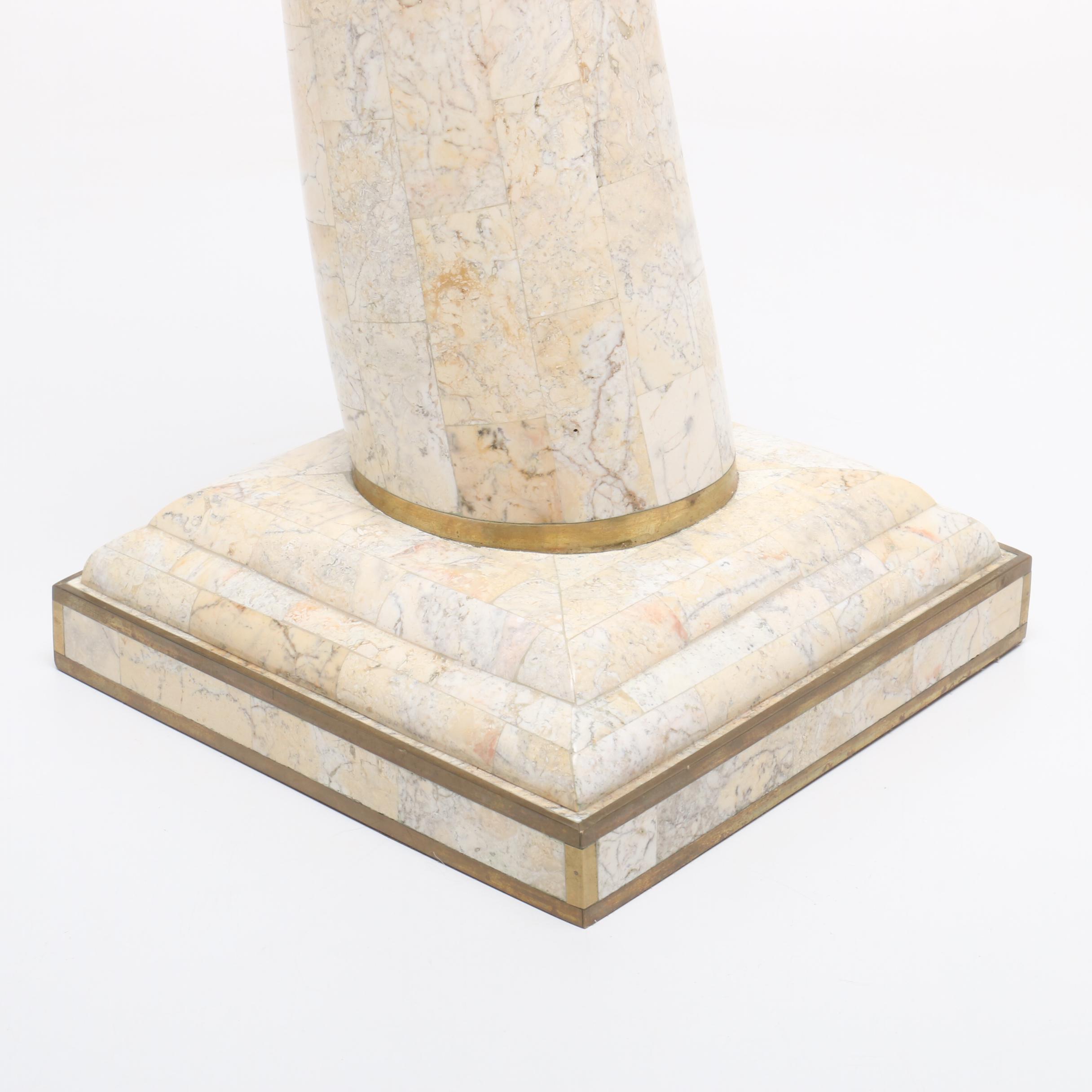 Maitland-Smith Tessellated Marble Horn Sculpture