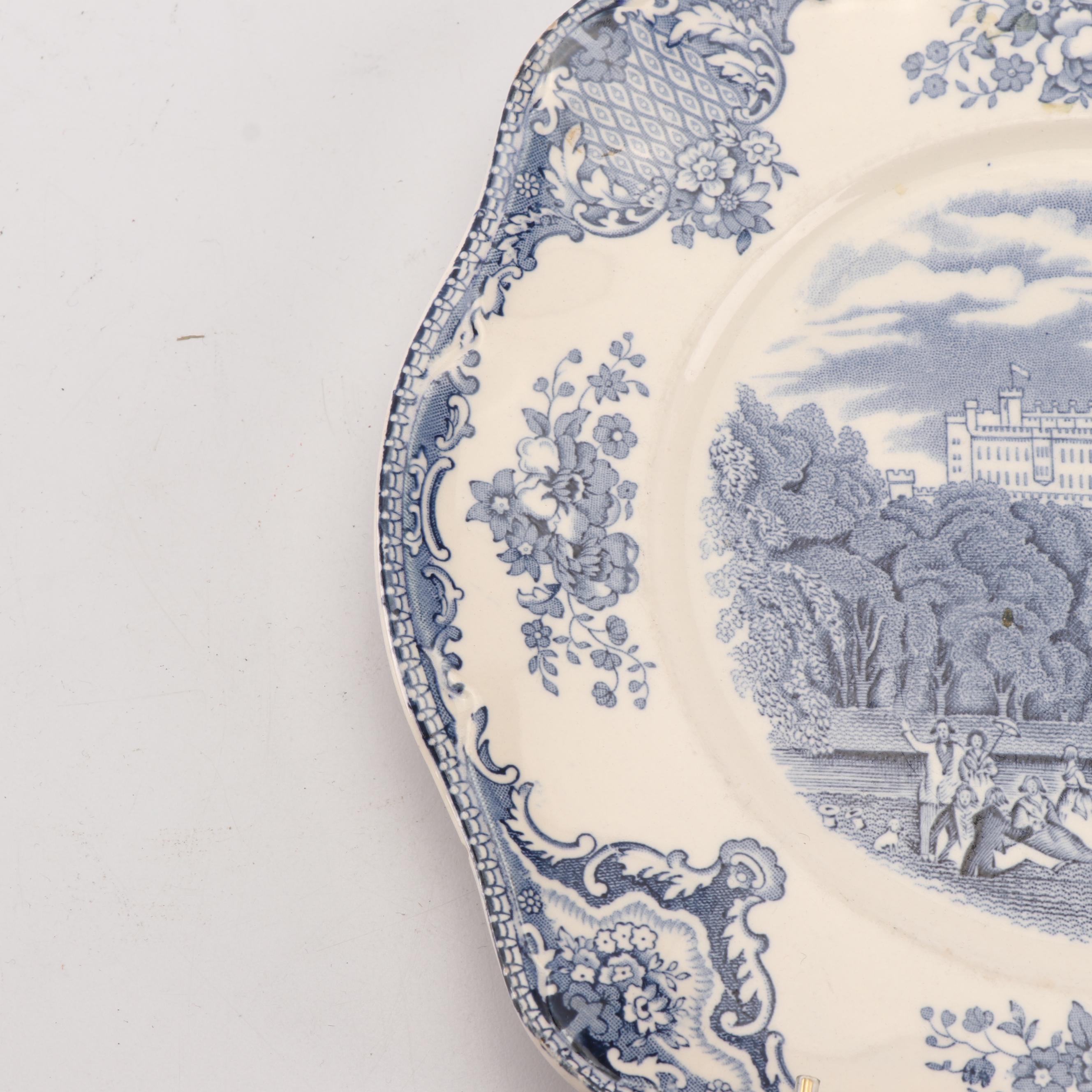 Johnson Bros. "Old Britain Castles" with "Blue Willow" Plates and "Canton" Cups