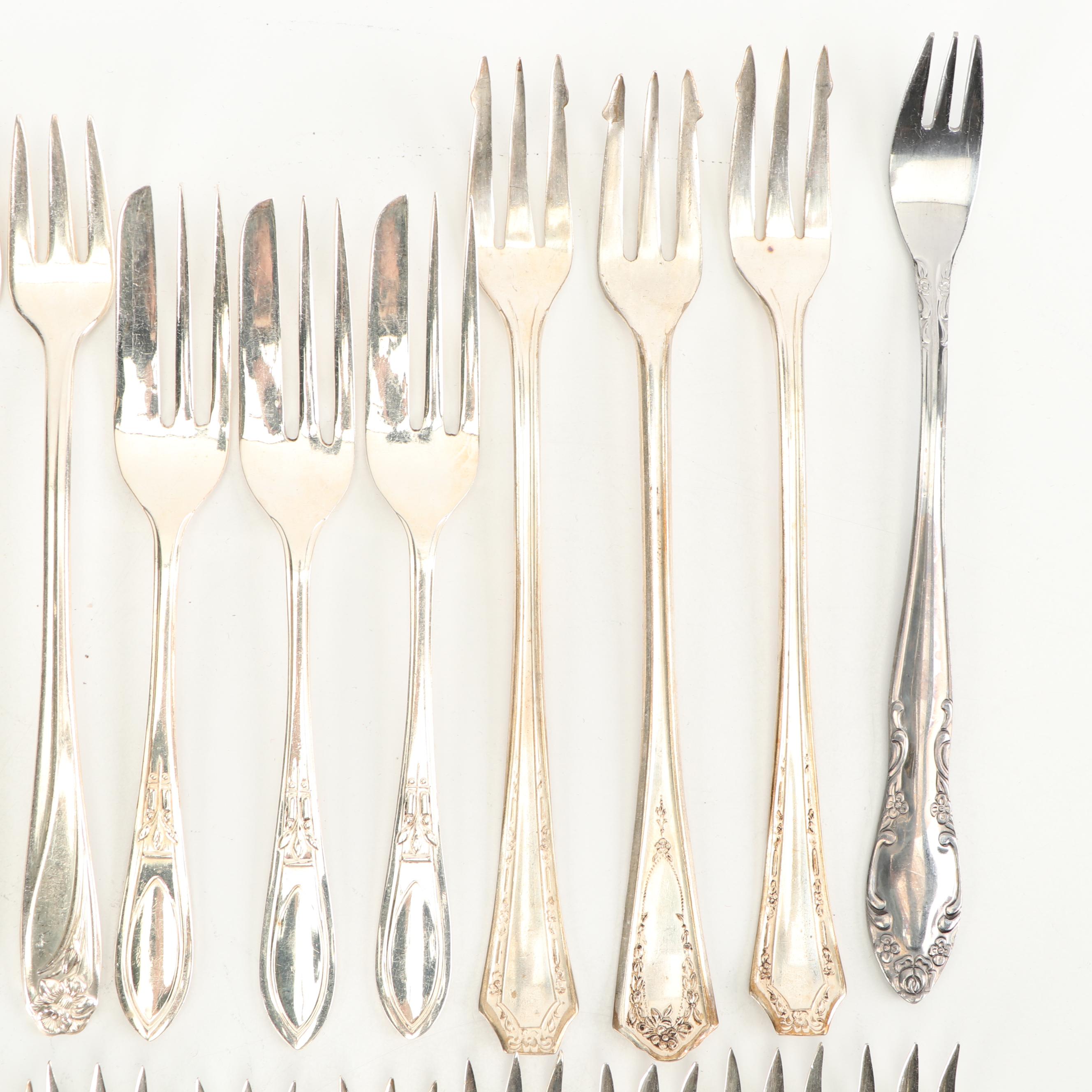 Silver Plate Cocktail Forks, Spoons, and Serving Utensils
