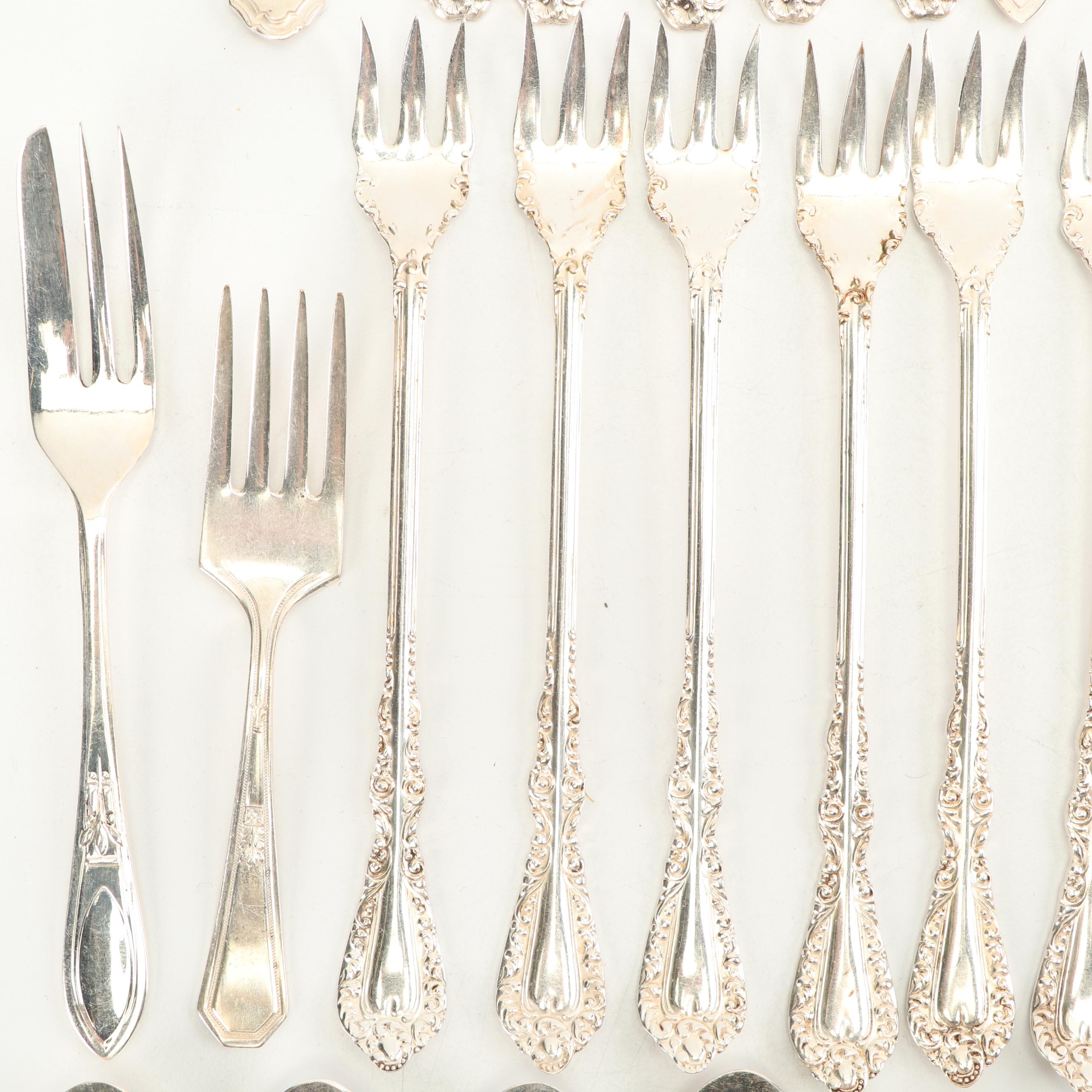 Silver Plate Cocktail Forks, Spoons, and Serving Utensils