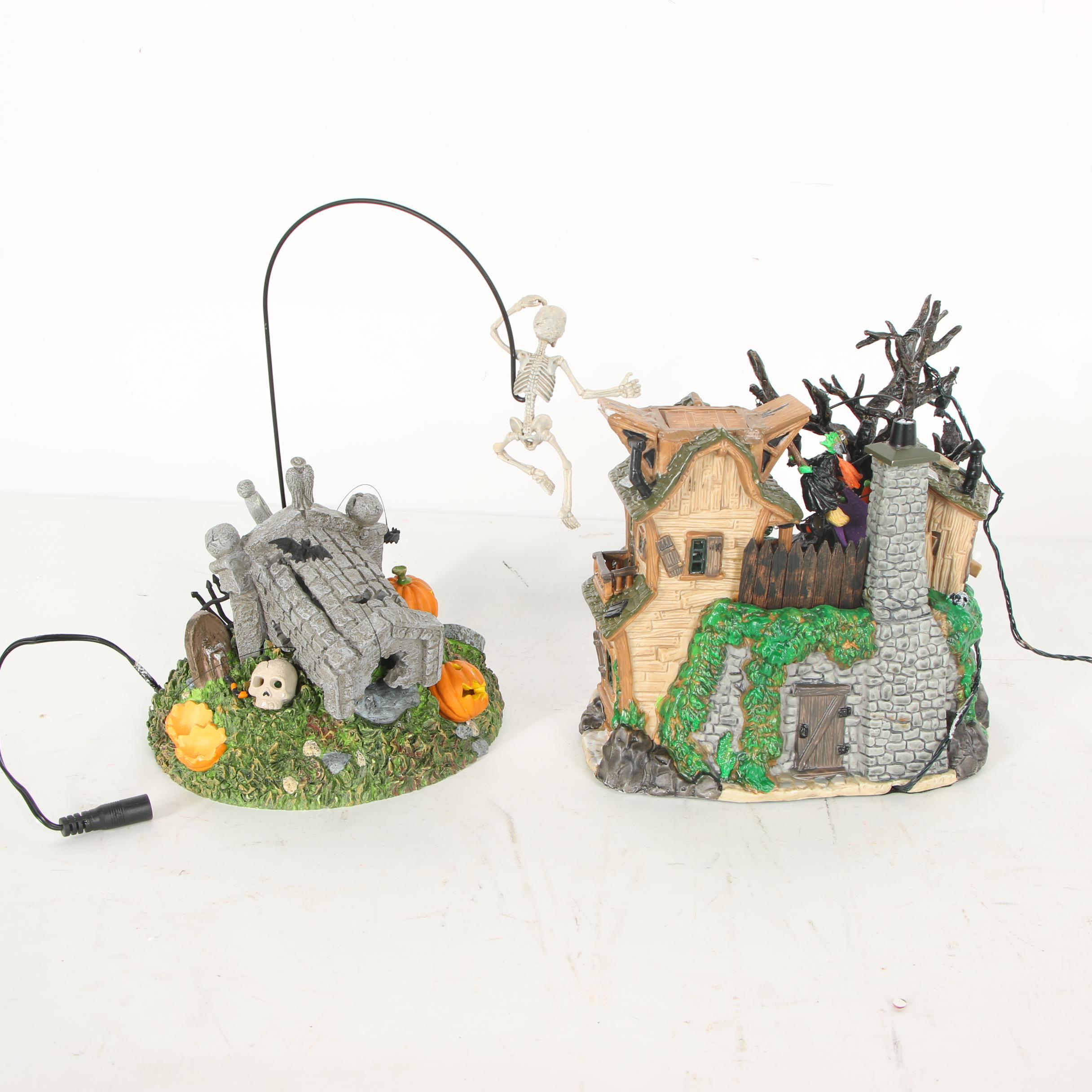 Department 56 "Escape From the Crypt" and Lemax "Witch's Lair" Figurines