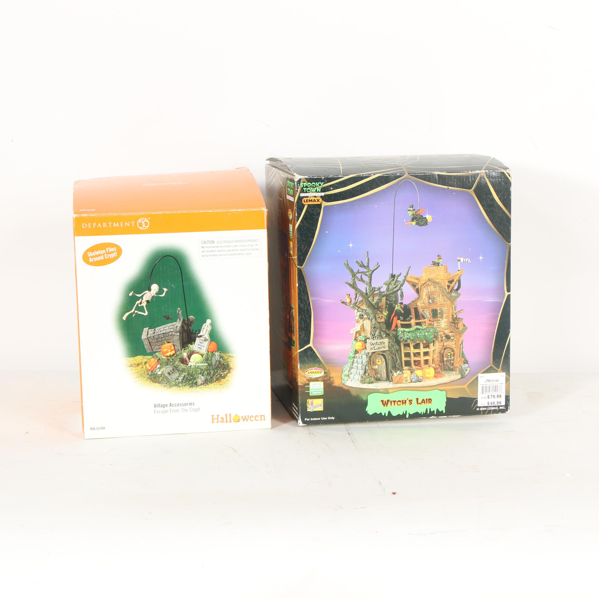 Department 56 "Escape From the Crypt" and Lemax "Witch's Lair" Figurines