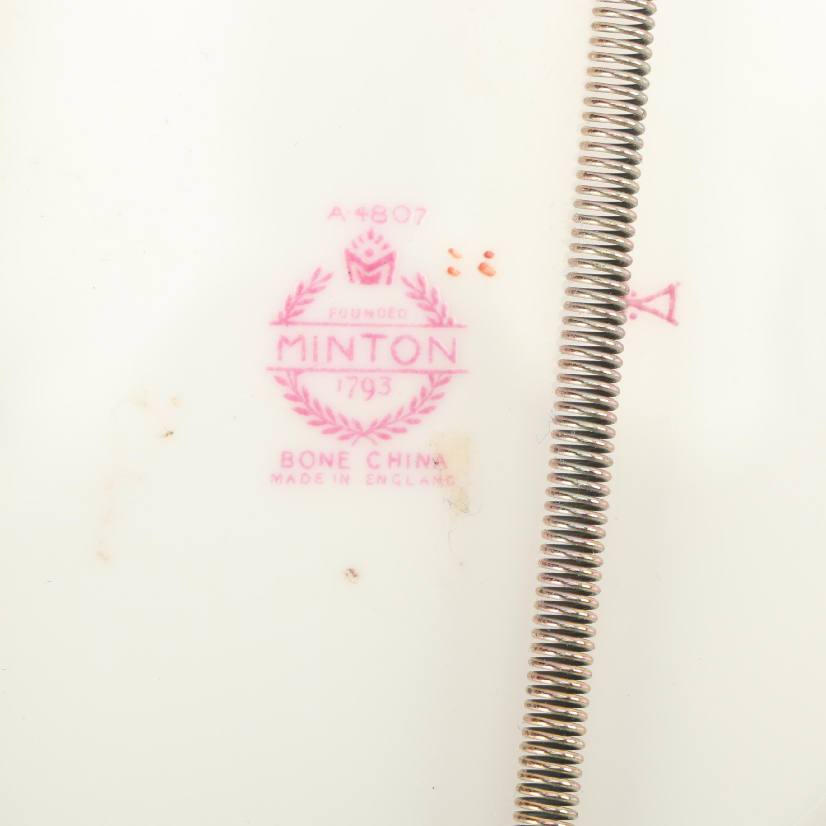 Minton "Rose" Hand-Colored Bone China Bread Plates