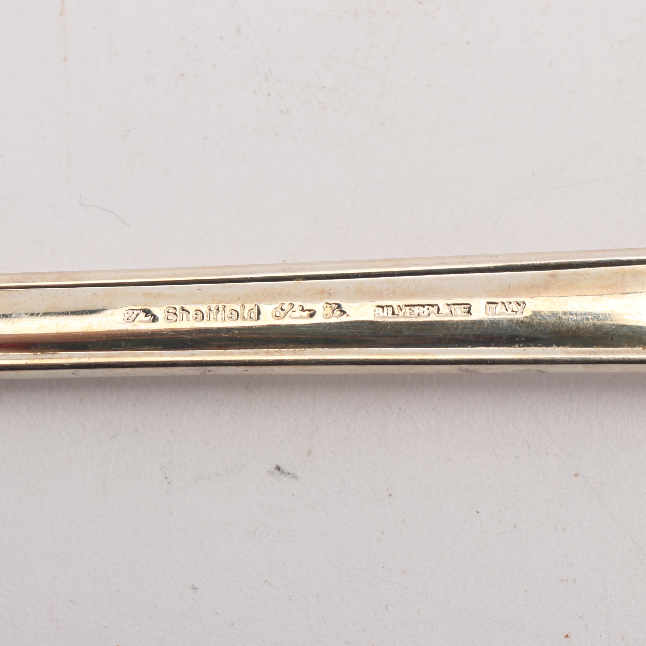 Gorham "Imperial Chrysanthemum" Macaroni Server with Other Silver Plate Utensils