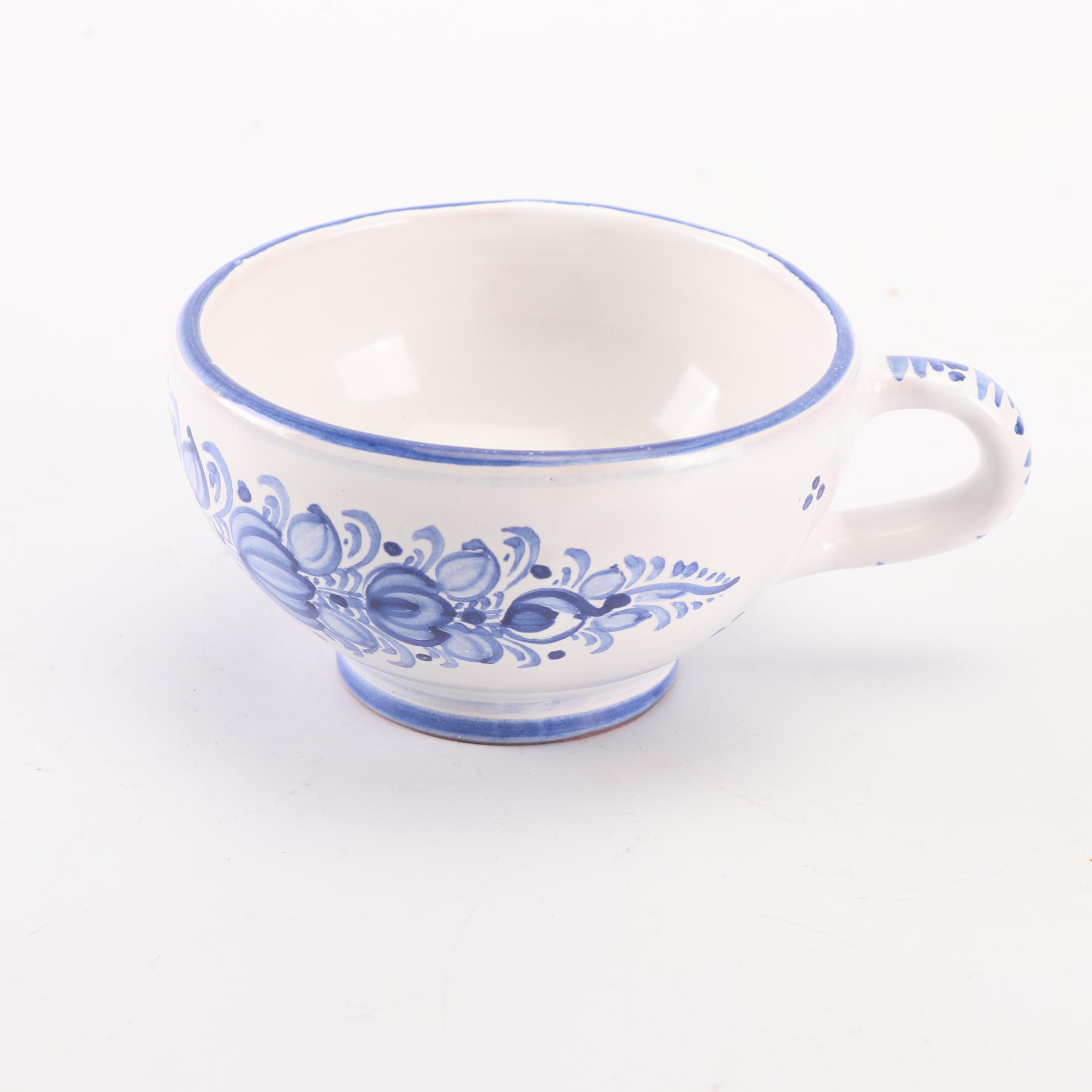 Modra Blue and White Hand-Painted Cups and Saucers