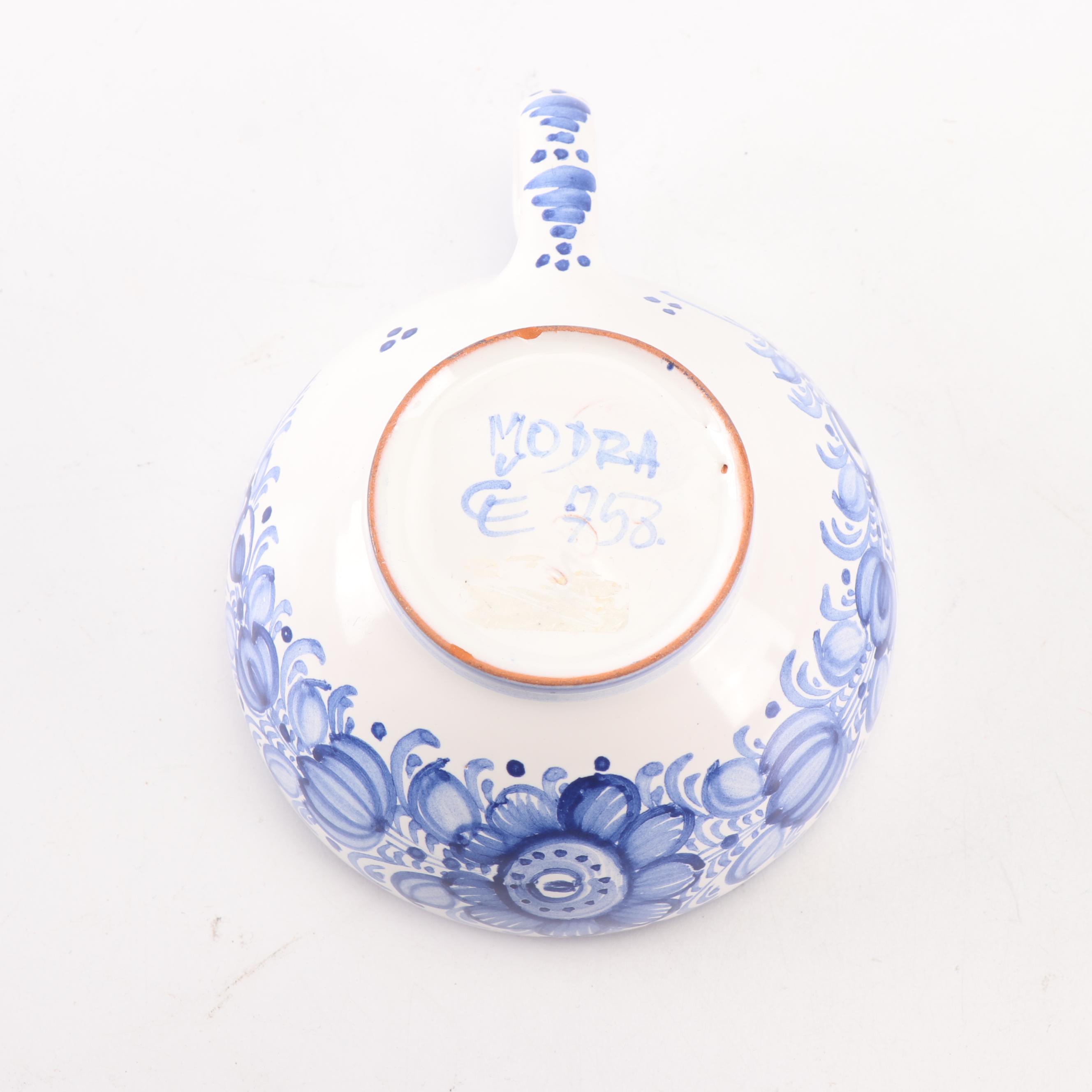 Modra Blue and White Hand-Painted Cups and Saucers