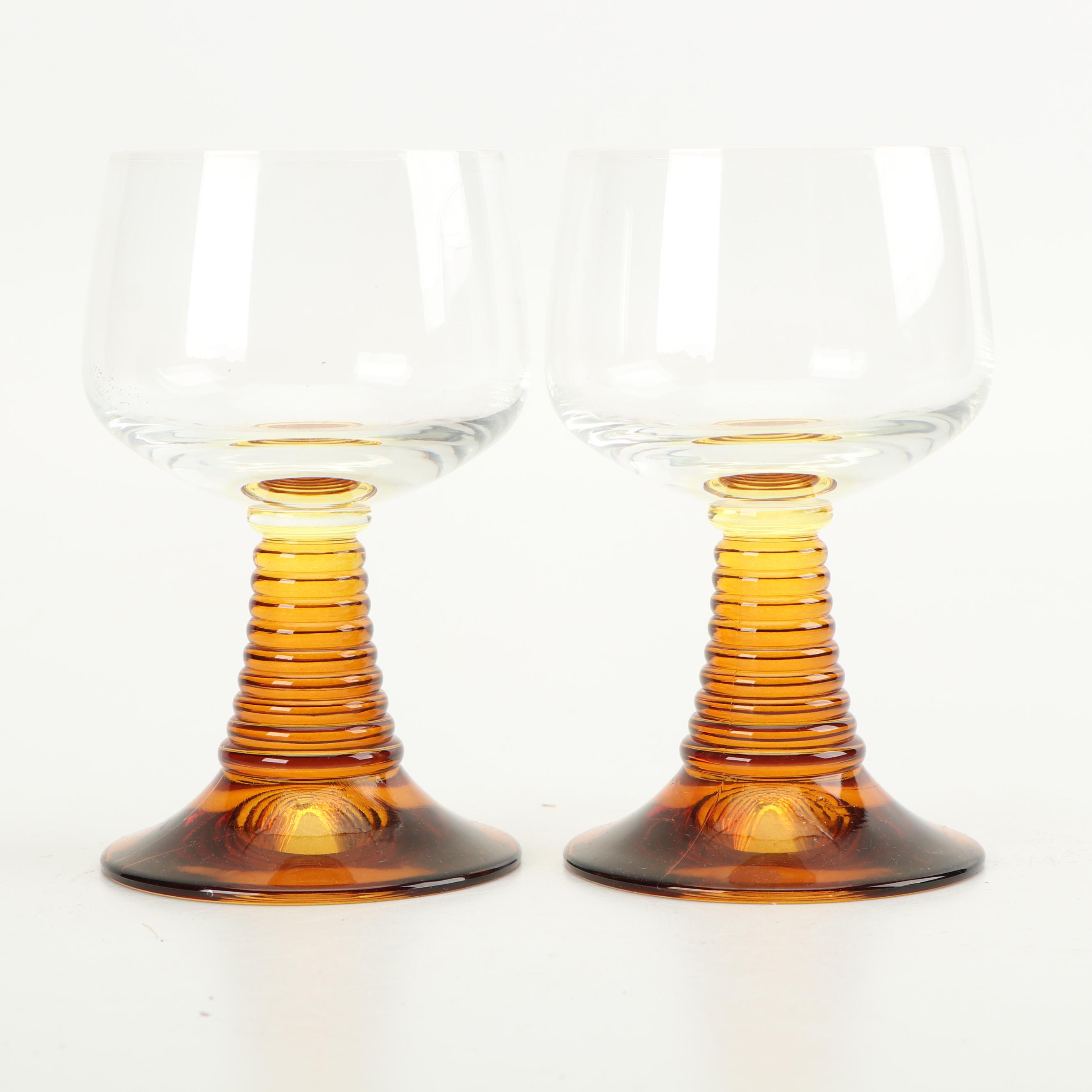 German Roemer Style Amber Stemware