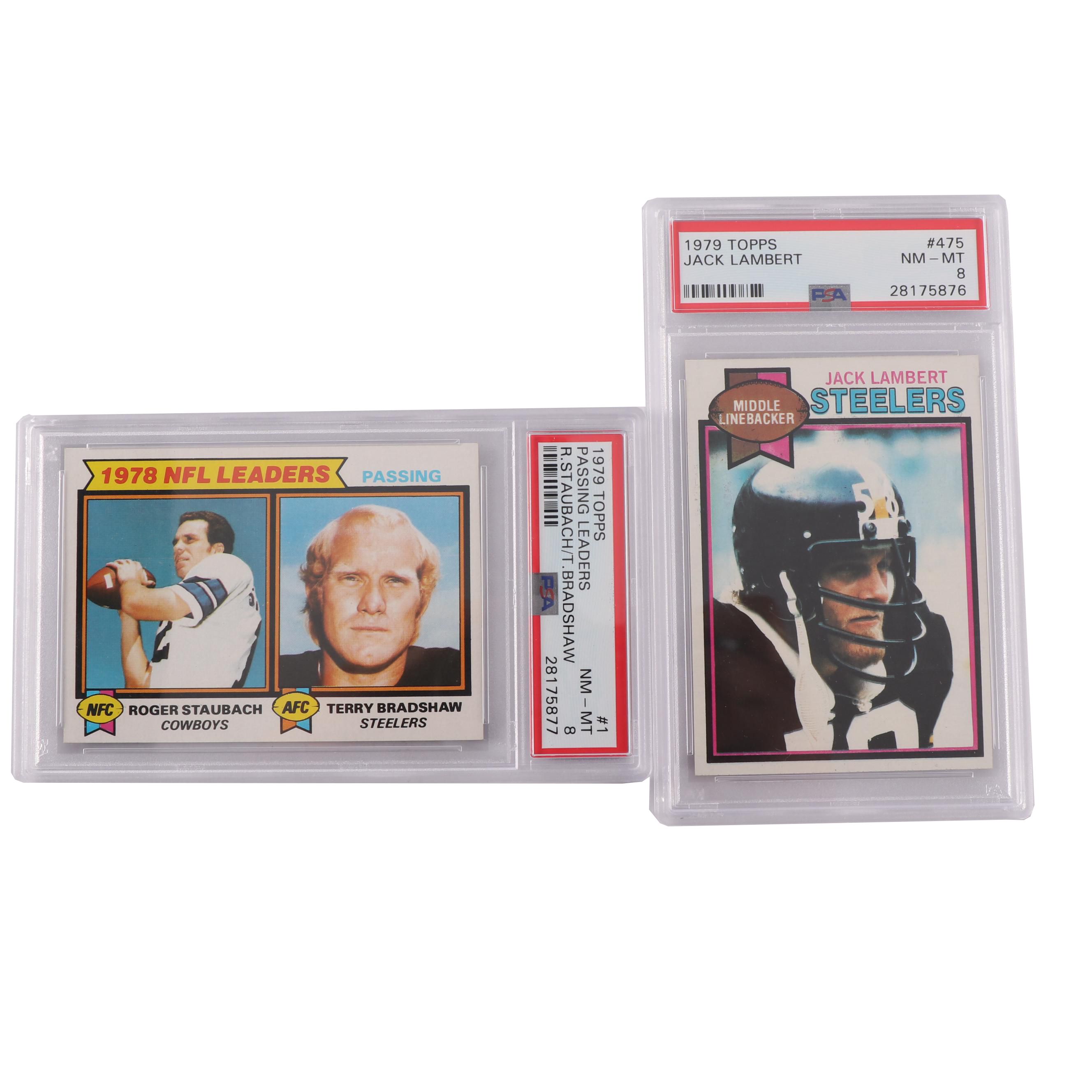 1979 Topps Jack Lambert and NFL Passing Leaders Football Cards - PSA Graded