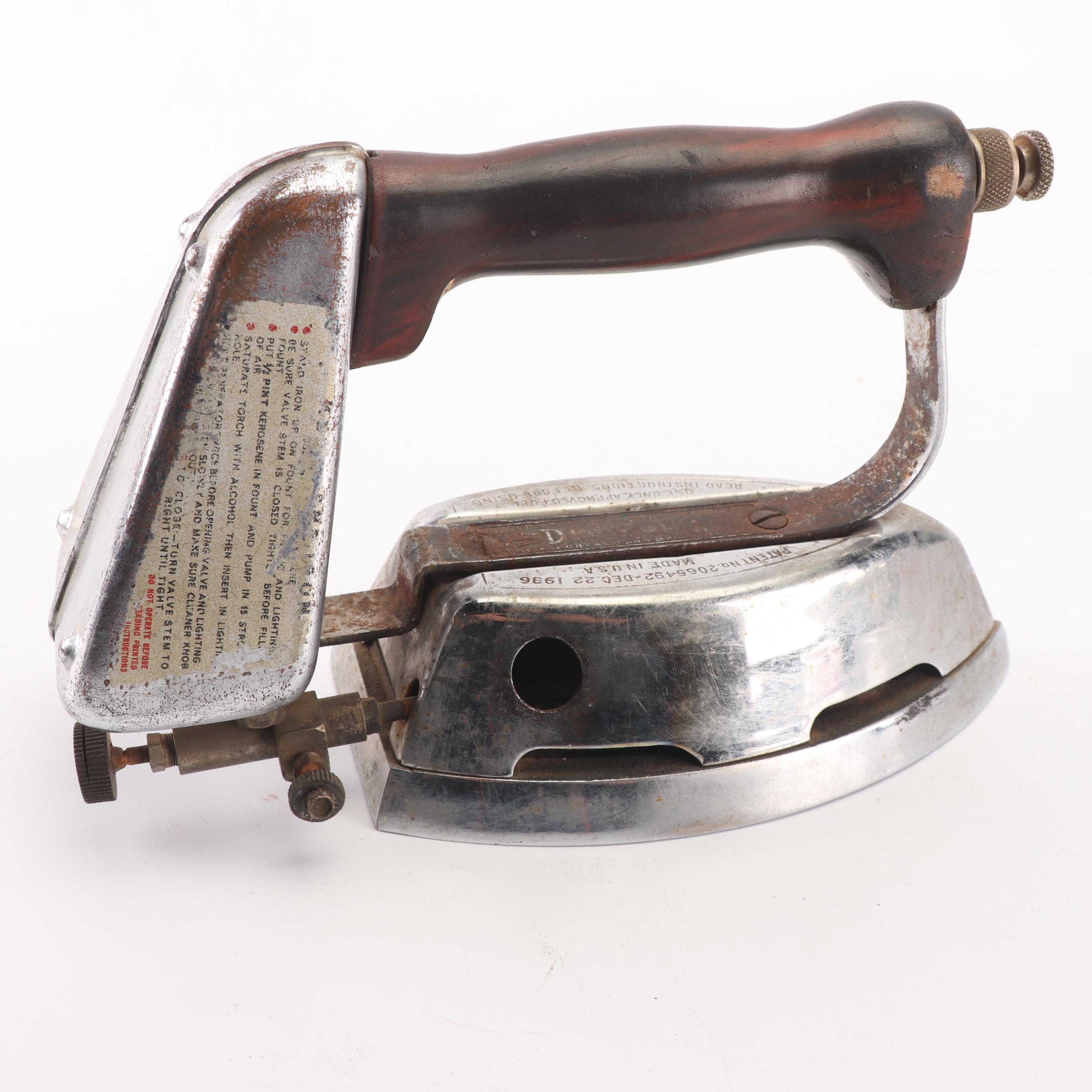 Sad Irons with Coal Iron and "Diamond" Kerosene Iron, Early 20th Century