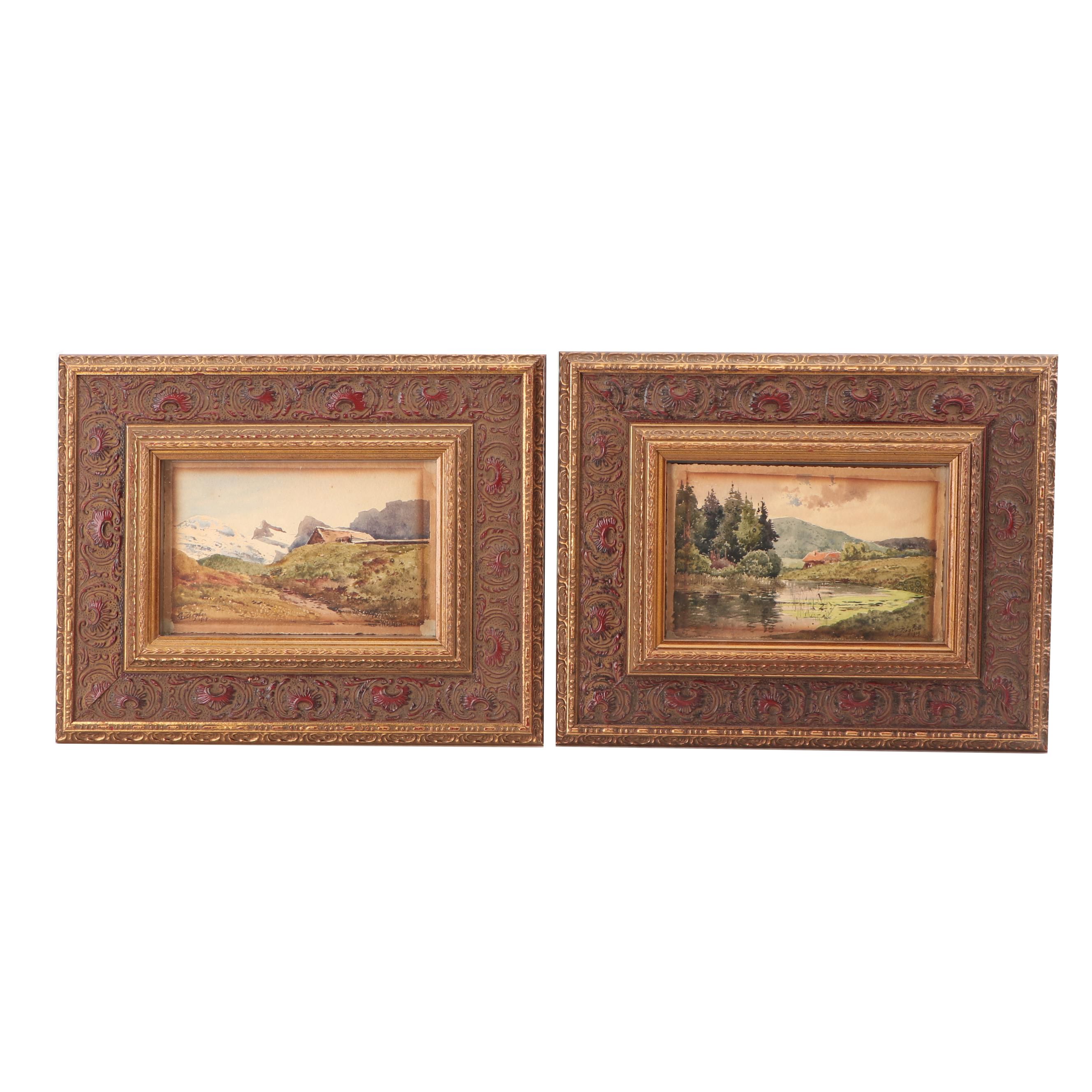 G. Ziegler Watercolor Paintings on Postcards