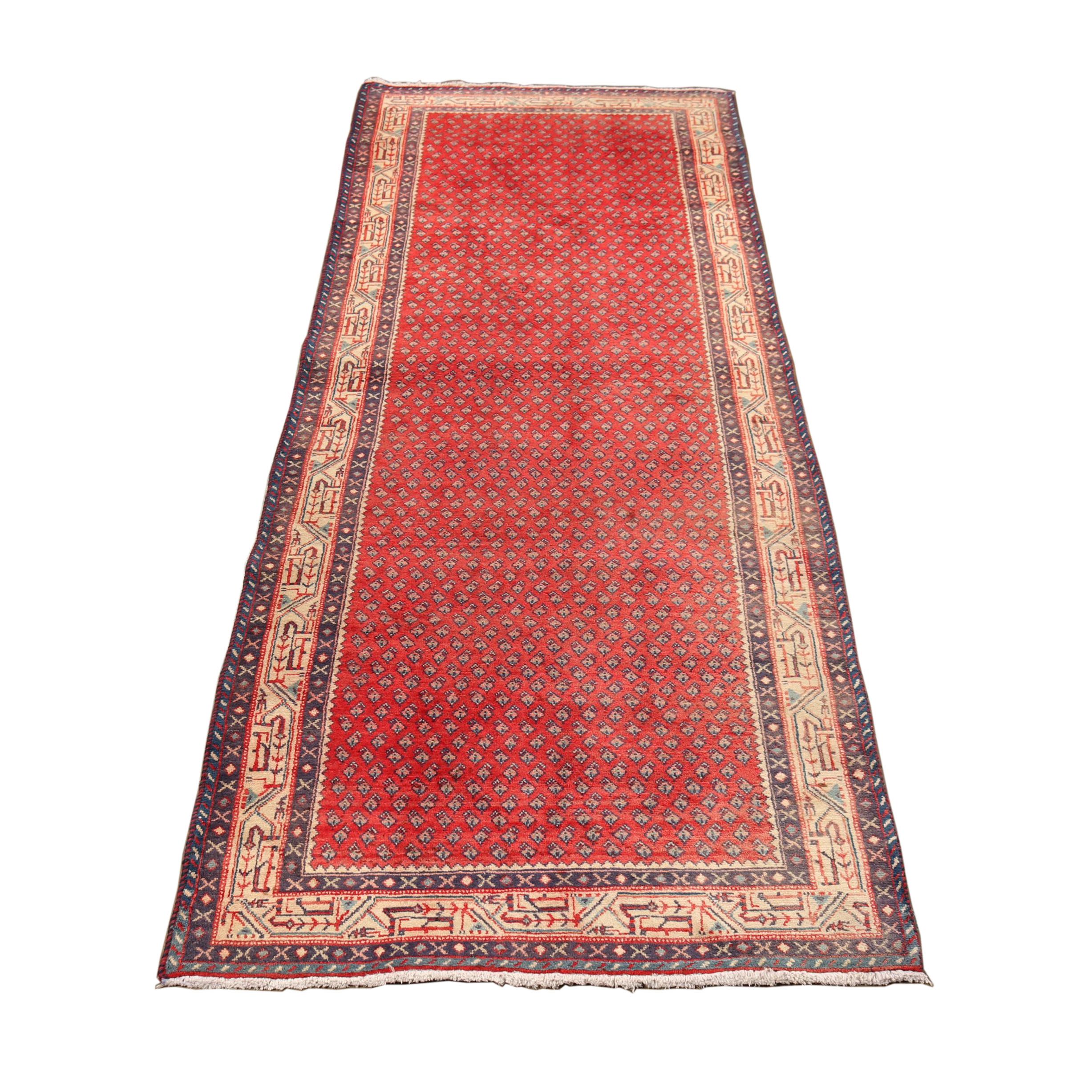 Hand-Knotted Persian Mir Seraband Wool Carpet Runner