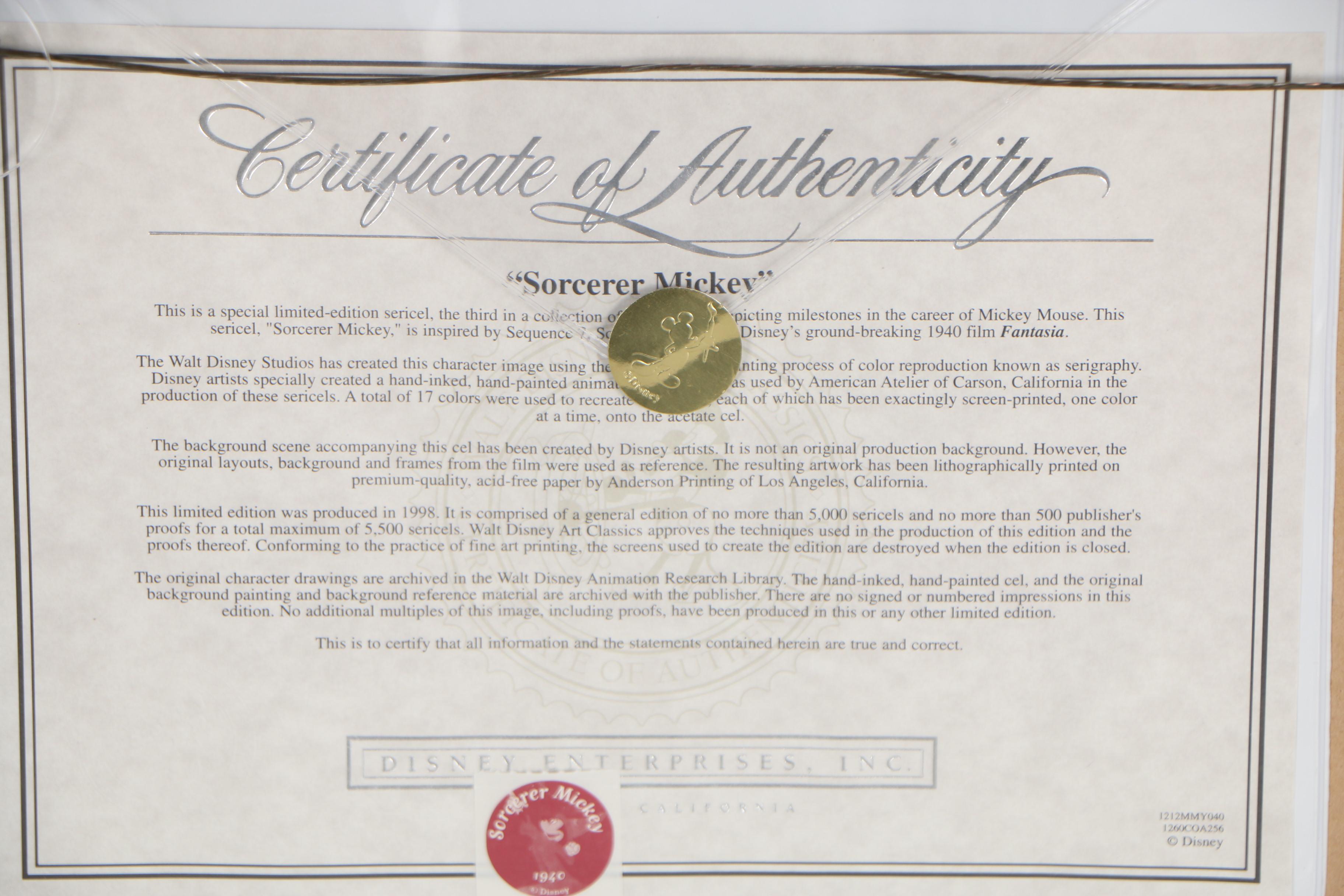Disney Sericel "Sorcerer Mickey", 1998