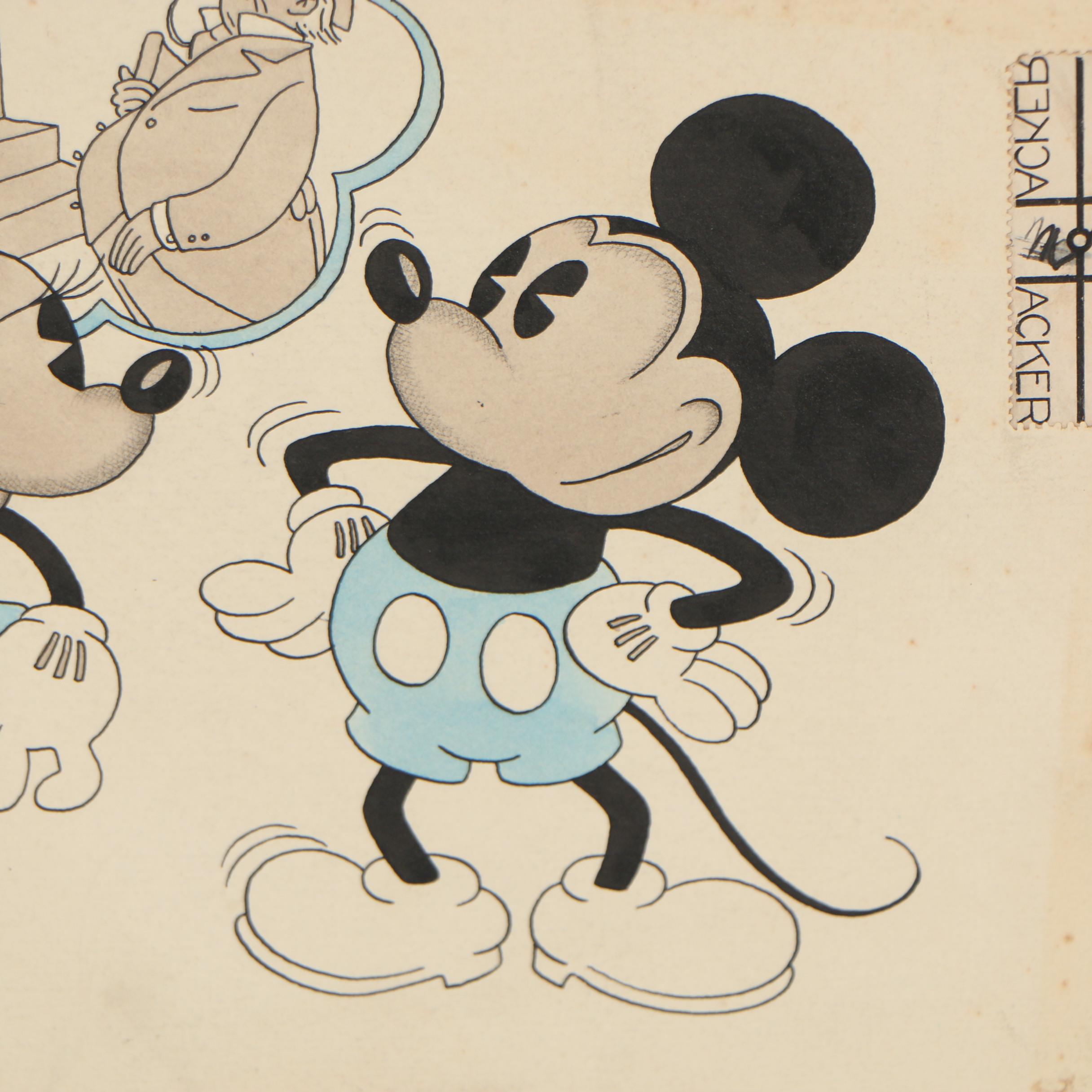 Walt Disney Studios Ink Illustration for Redbook "Mickey Mouse on Inflation"