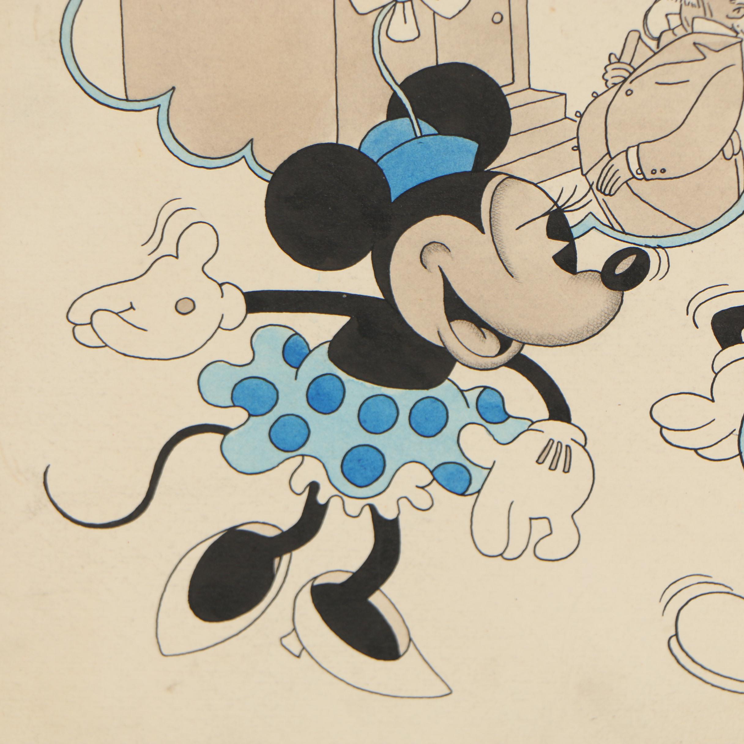 Walt Disney Studios Ink Illustration for Redbook "Mickey Mouse on Inflation"