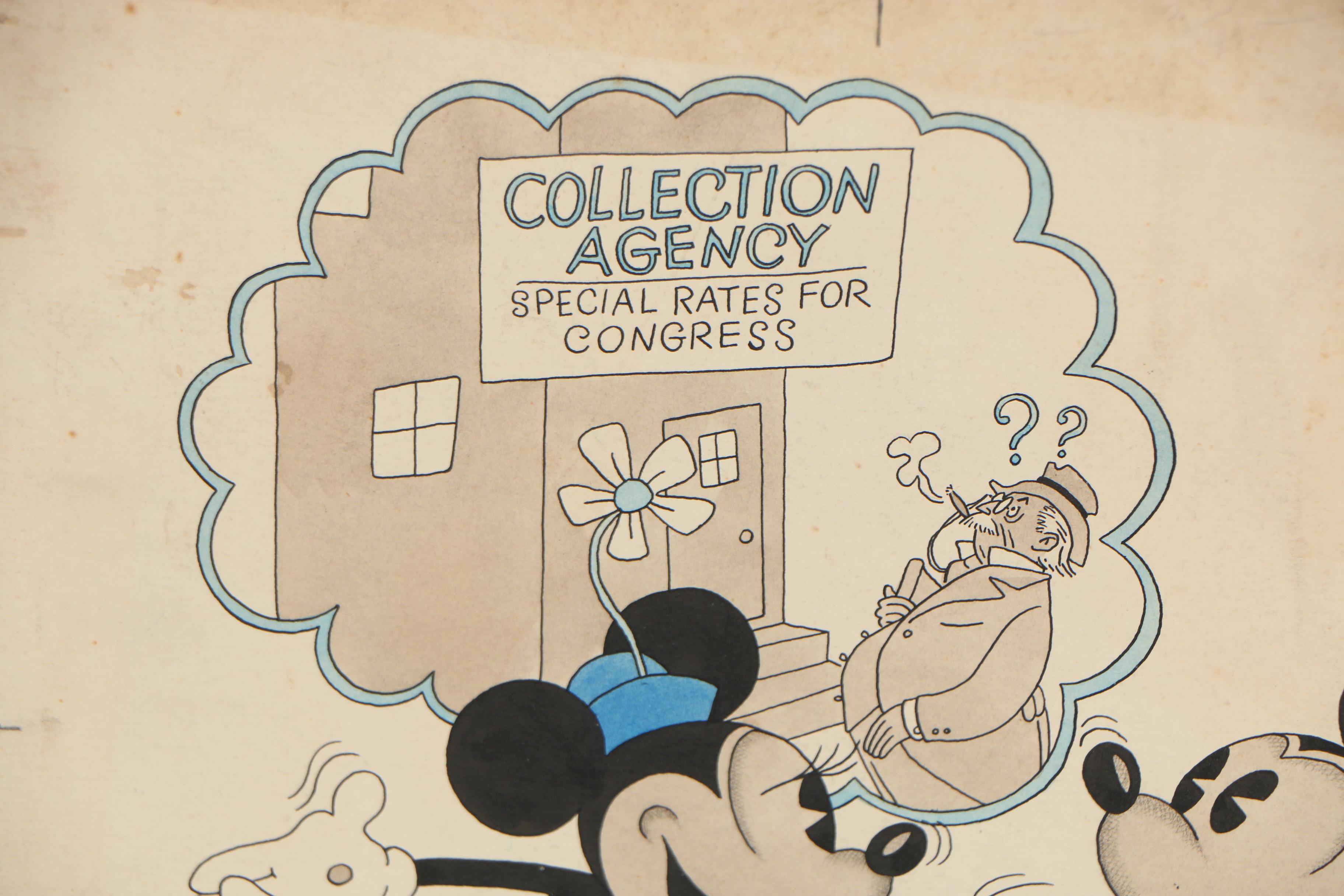 Walt Disney Studios Ink Illustration for Redbook "Mickey Mouse on Inflation"