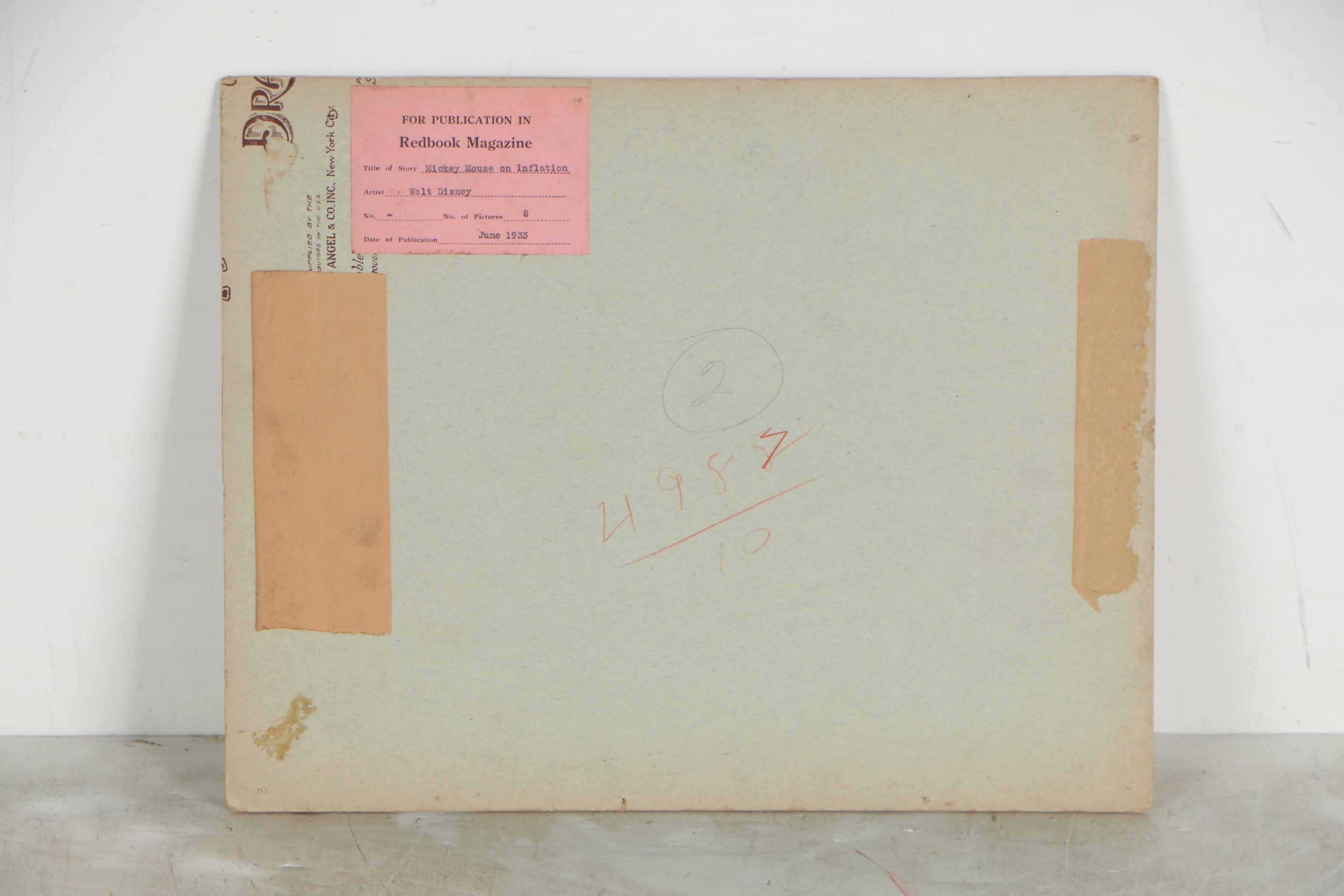 Walt Disney Studios Ink Illustration for Redbook "Mickey Mouse on Inflation"