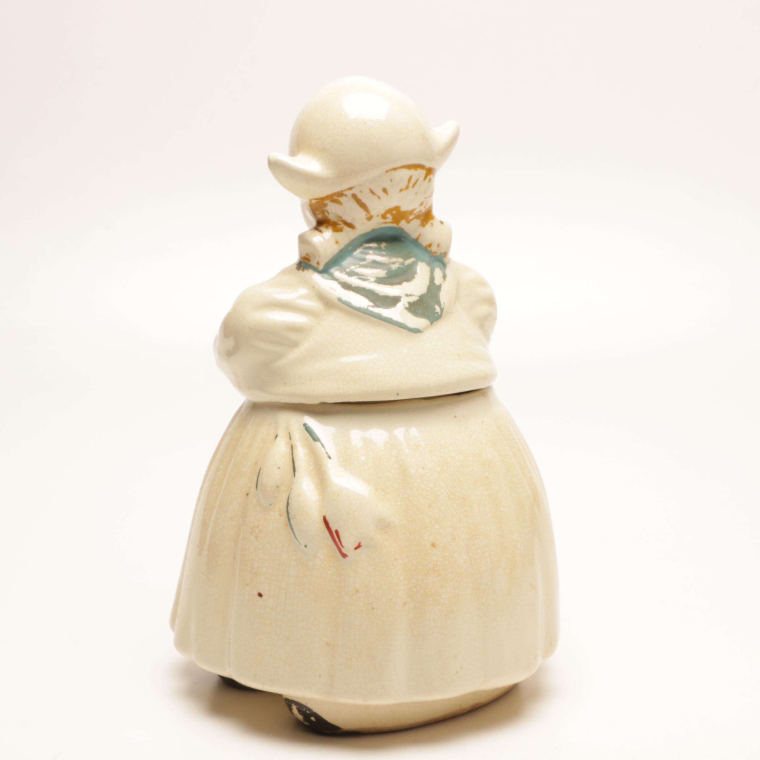 Cold Painted "Dutch Girl" Cookie Jar, Mid-Century