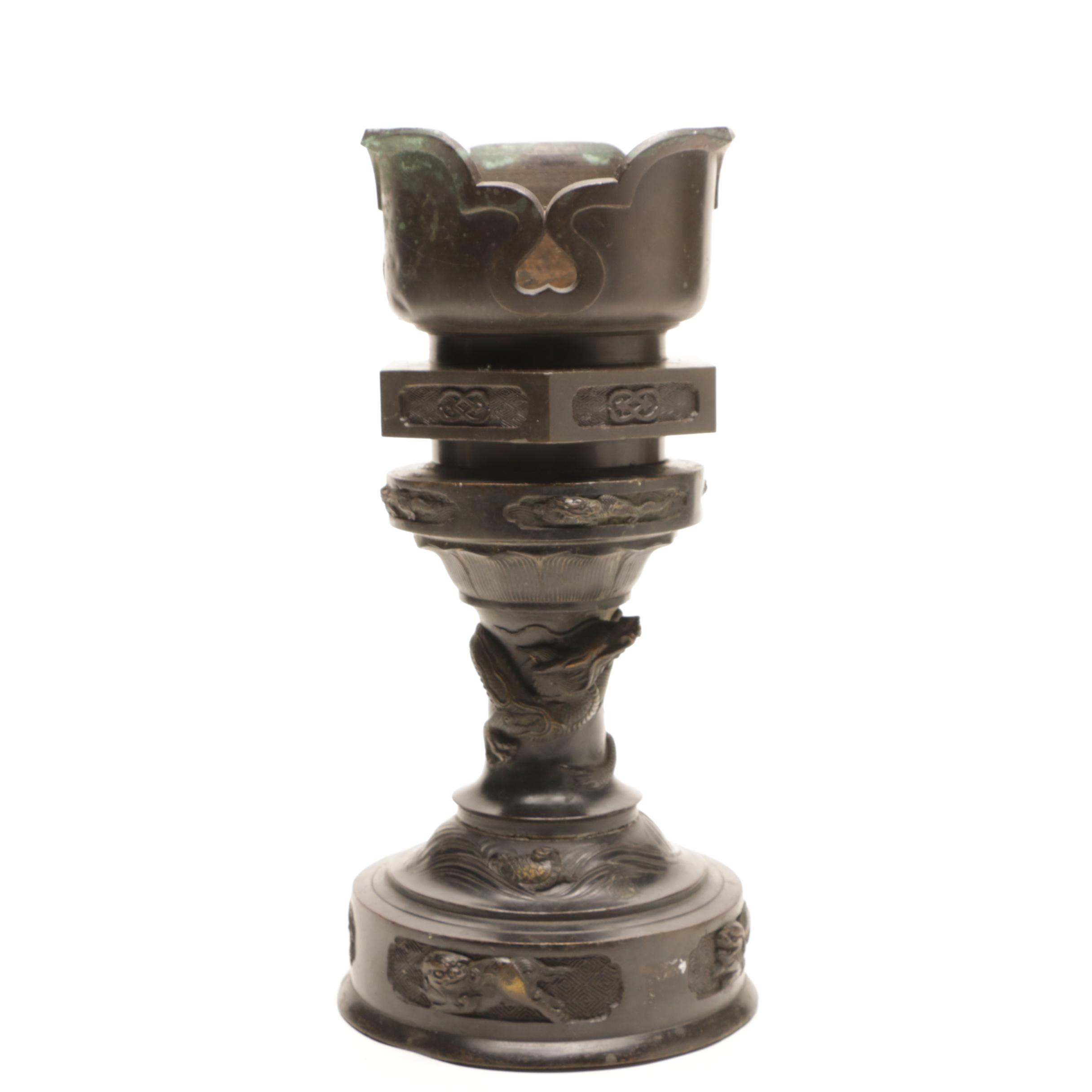 Meiji Period Brass Candle Holder