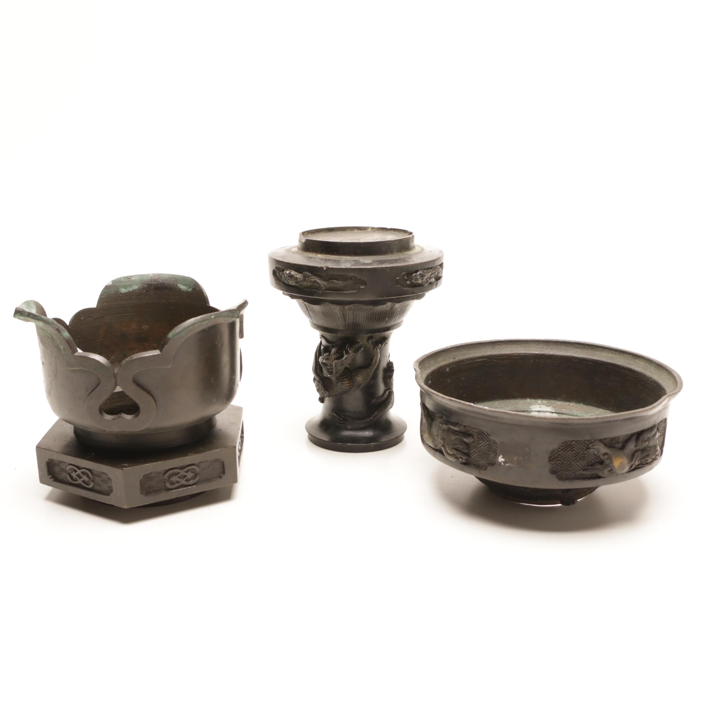 Meiji Period Brass Candle Holder