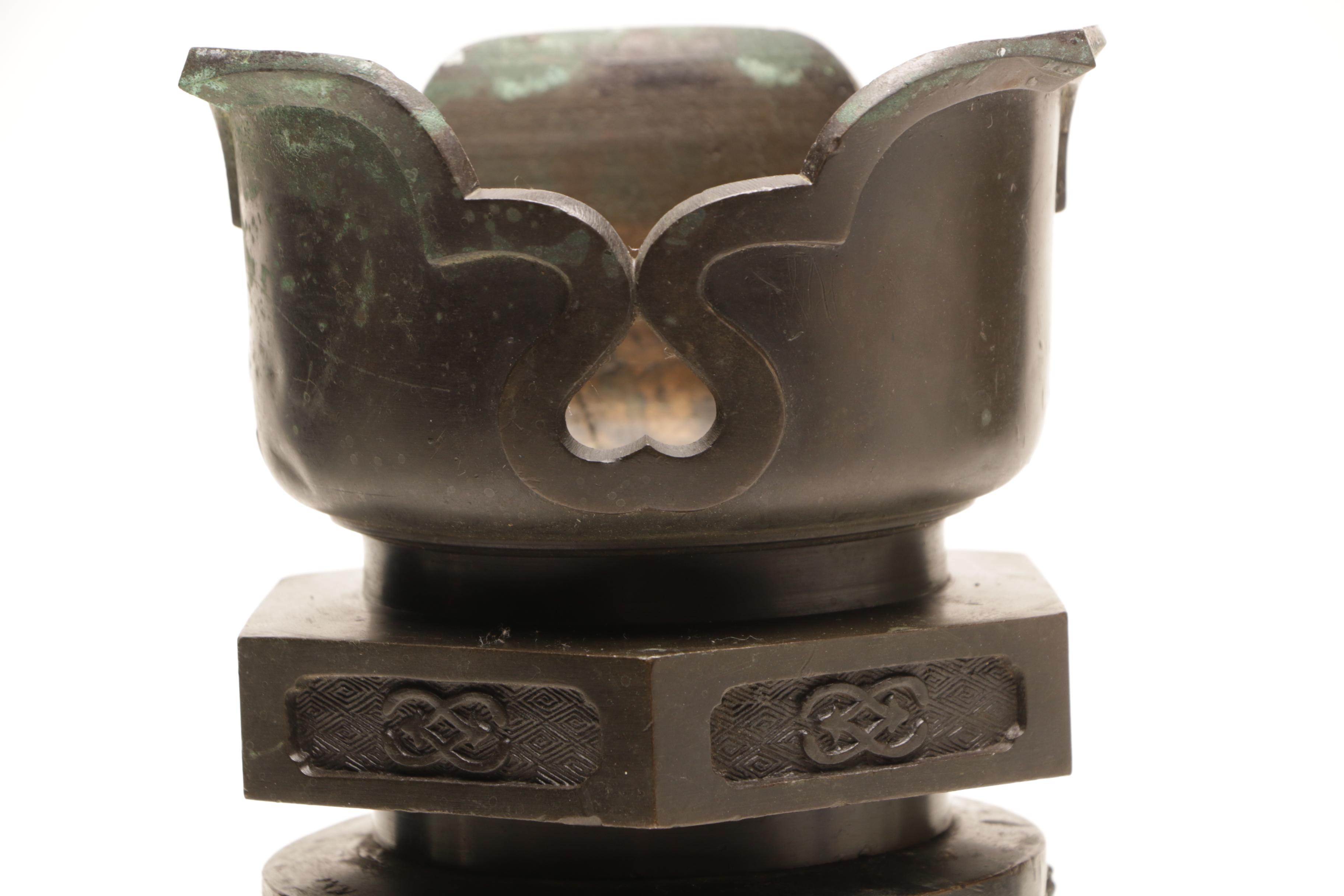 Meiji Period Brass Candle Holder