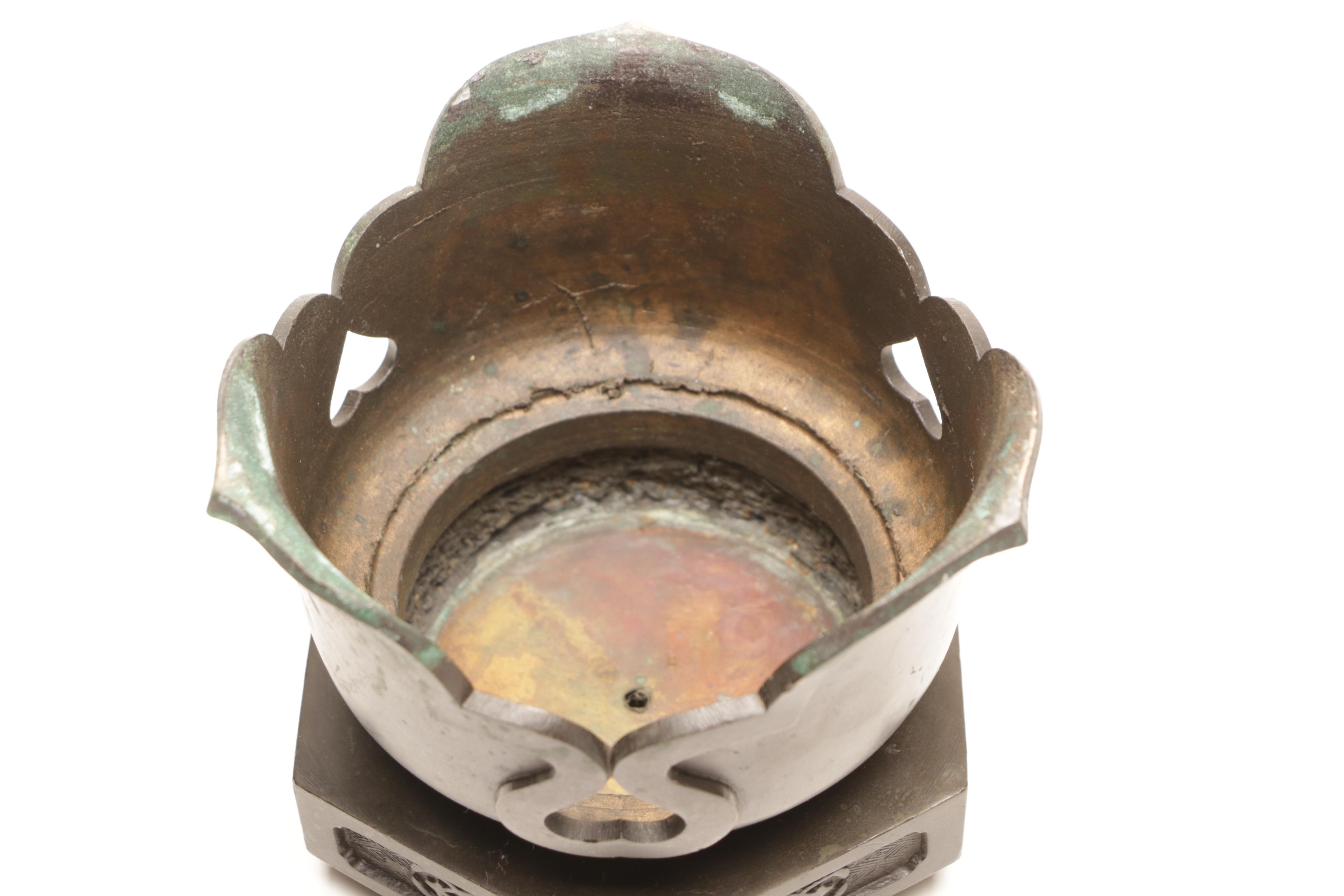 Meiji Period Brass Candle Holder