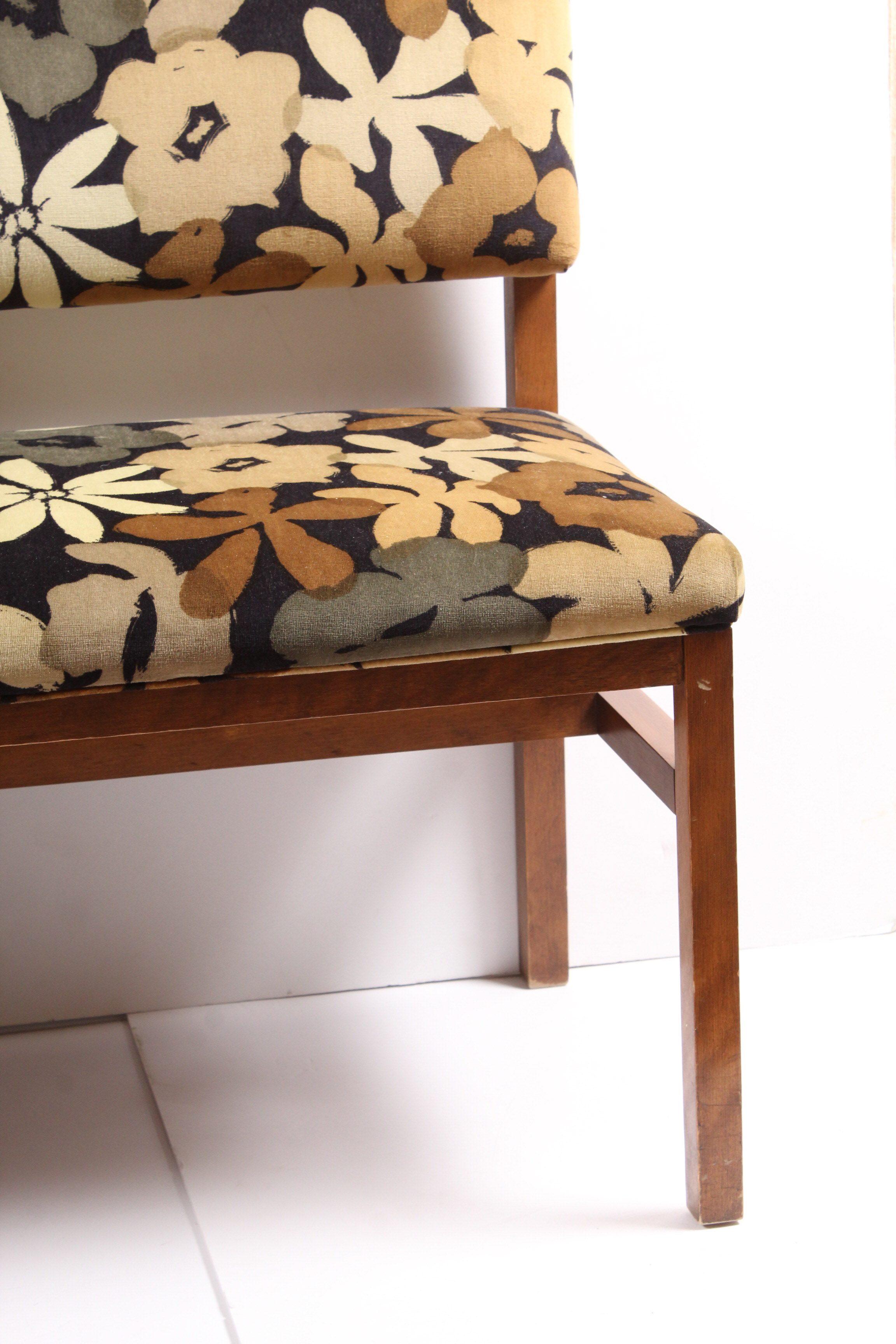 Retro Velvet Upholstered Hall Bench, Mid-Century