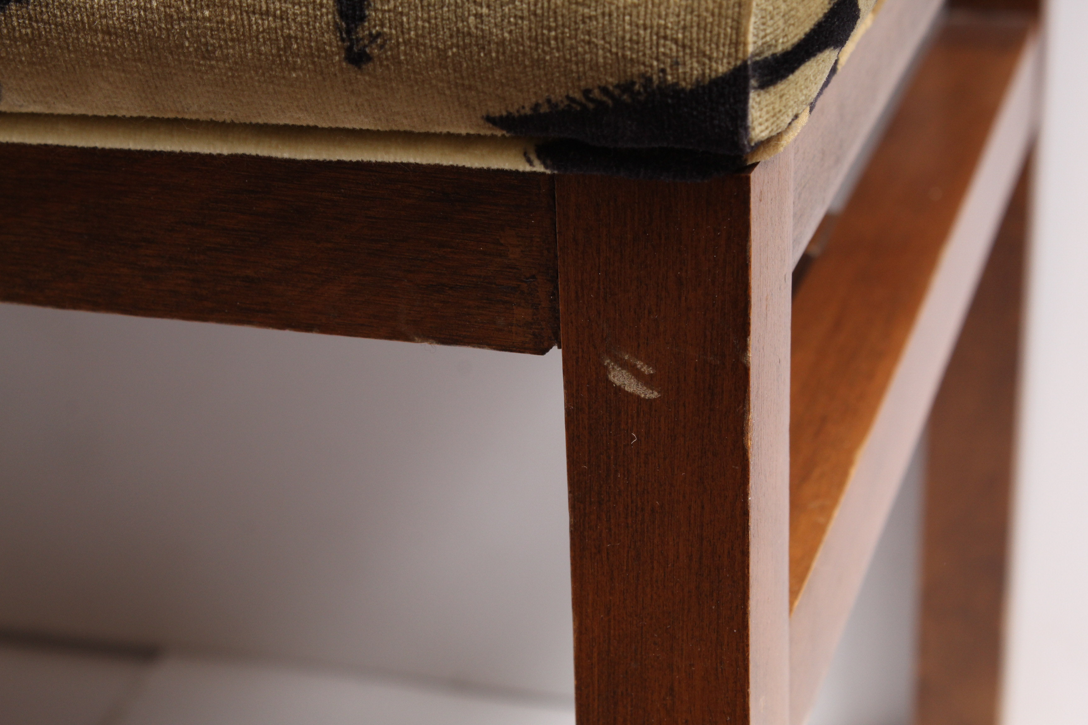 Retro Velvet Upholstered Hall Bench, Mid-Century