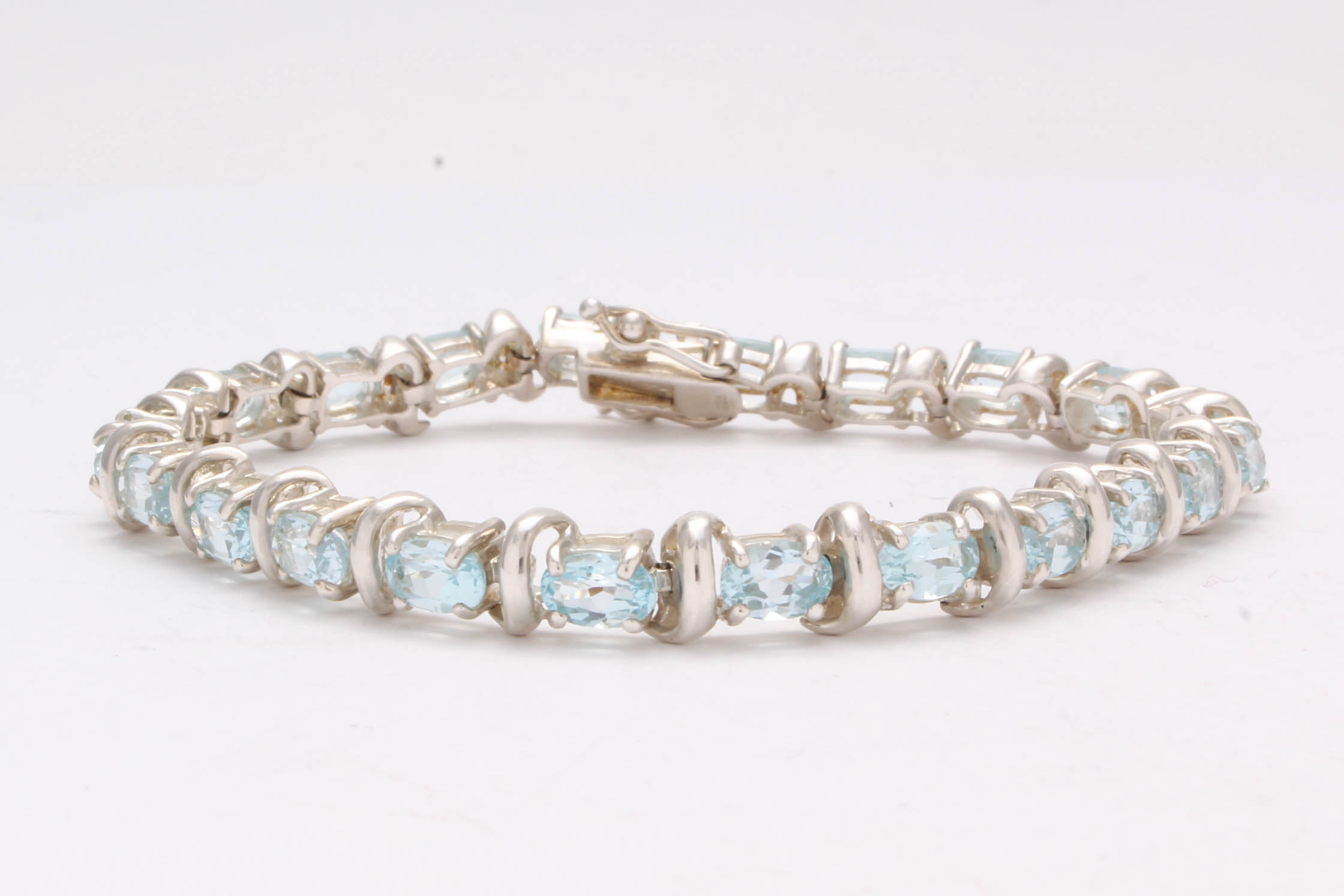 Sterling Silver Blue Topaz Tennis Bracelet