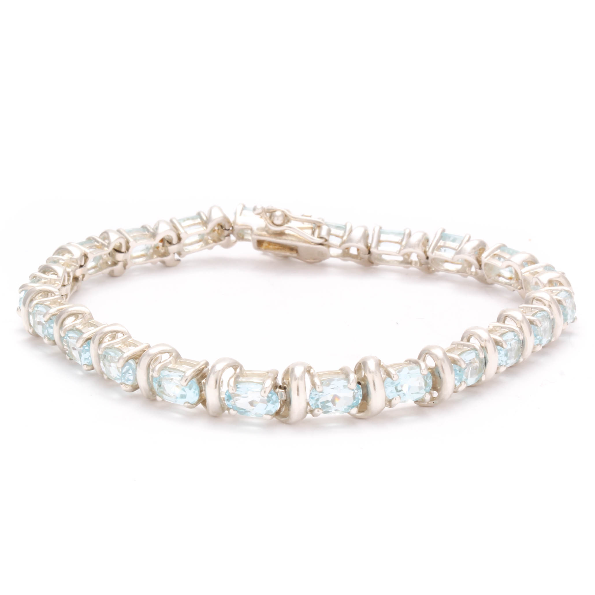Sterling Silver Blue Topaz Tennis Bracelet