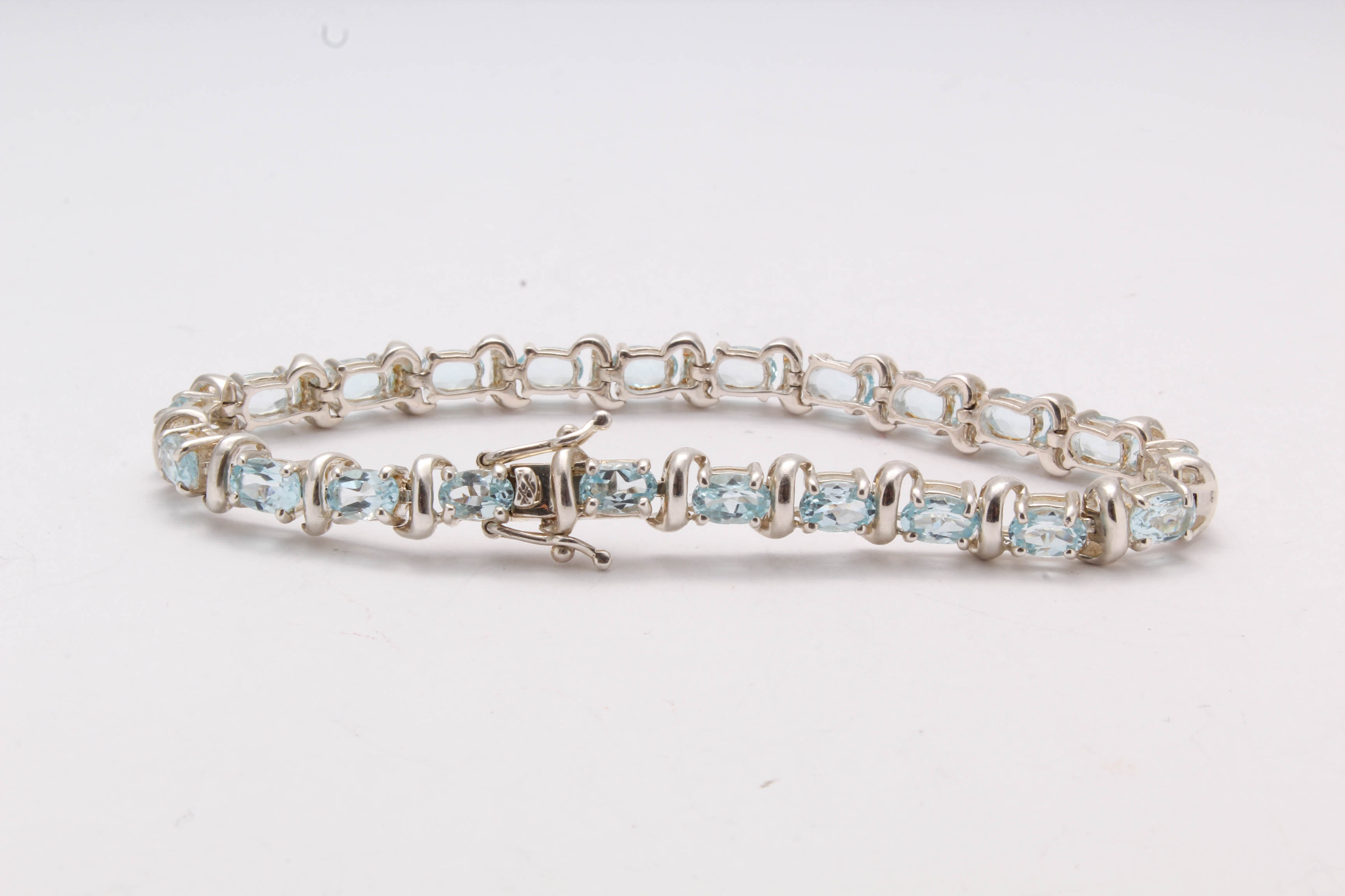 Sterling Silver Blue Topaz Tennis Bracelet