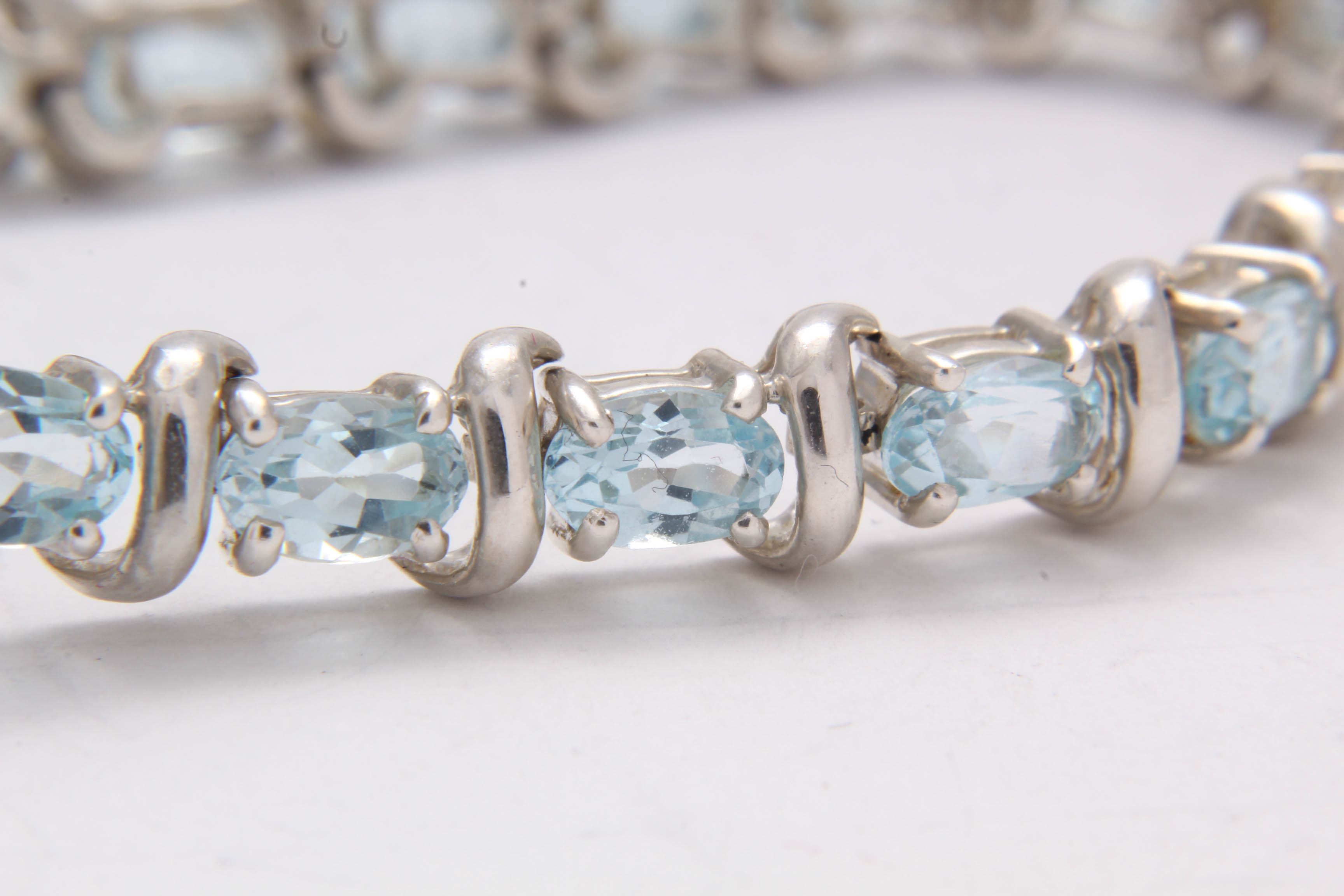 Sterling Silver Blue Topaz Tennis Bracelet