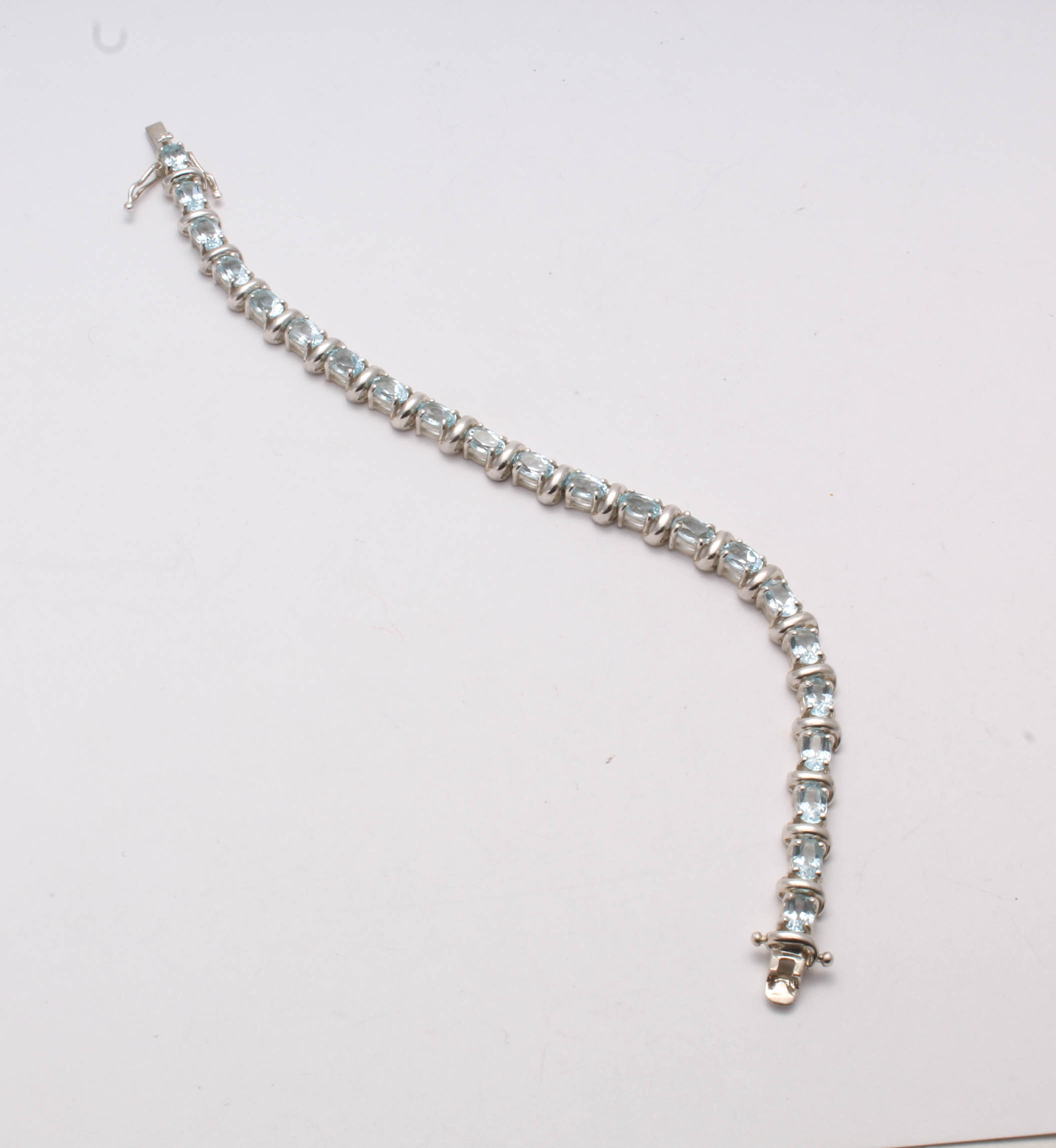 Sterling Silver Blue Topaz Tennis Bracelet