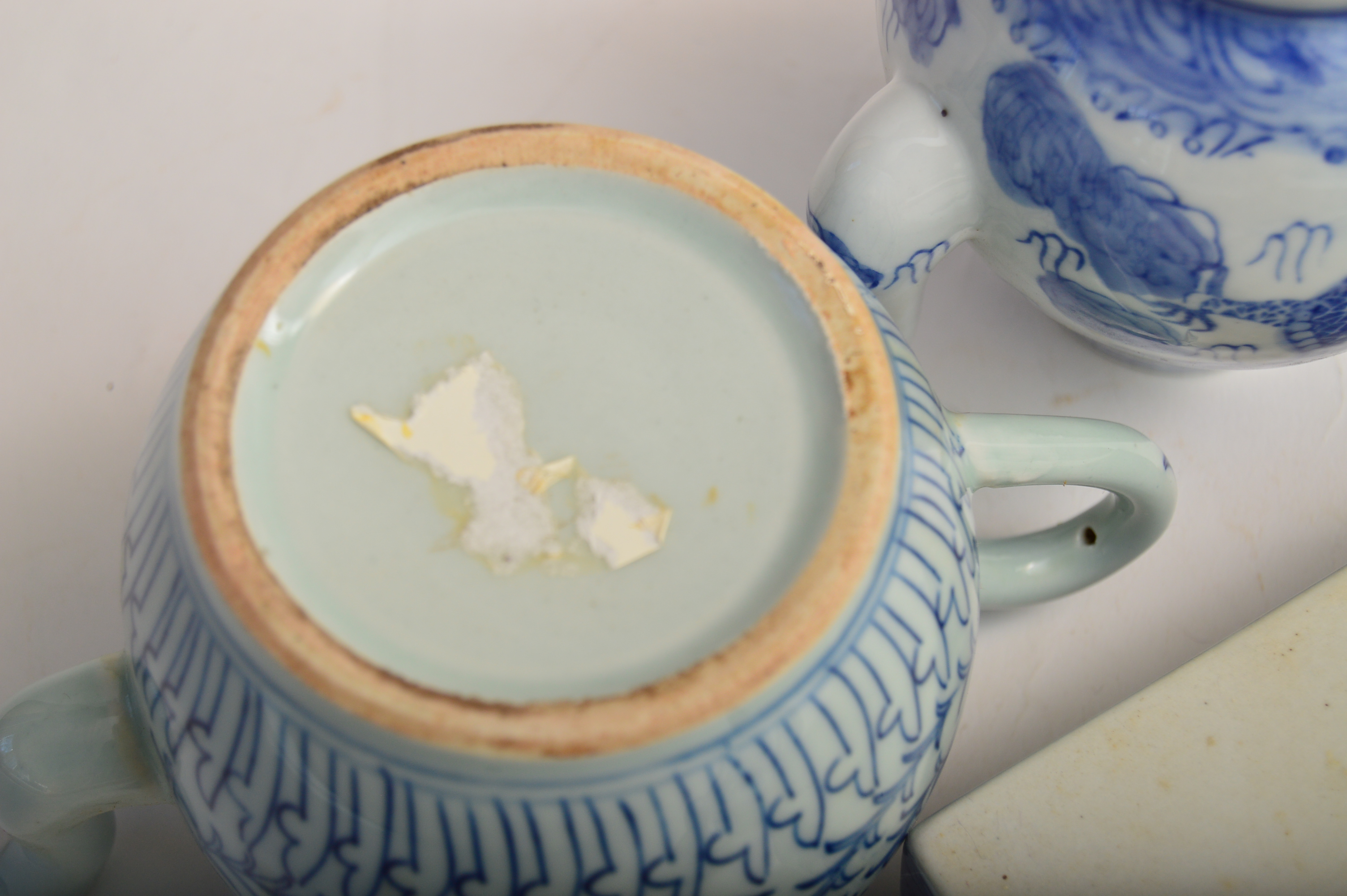 Chinese Blue and White Porcelain Teapots and Trinket Box