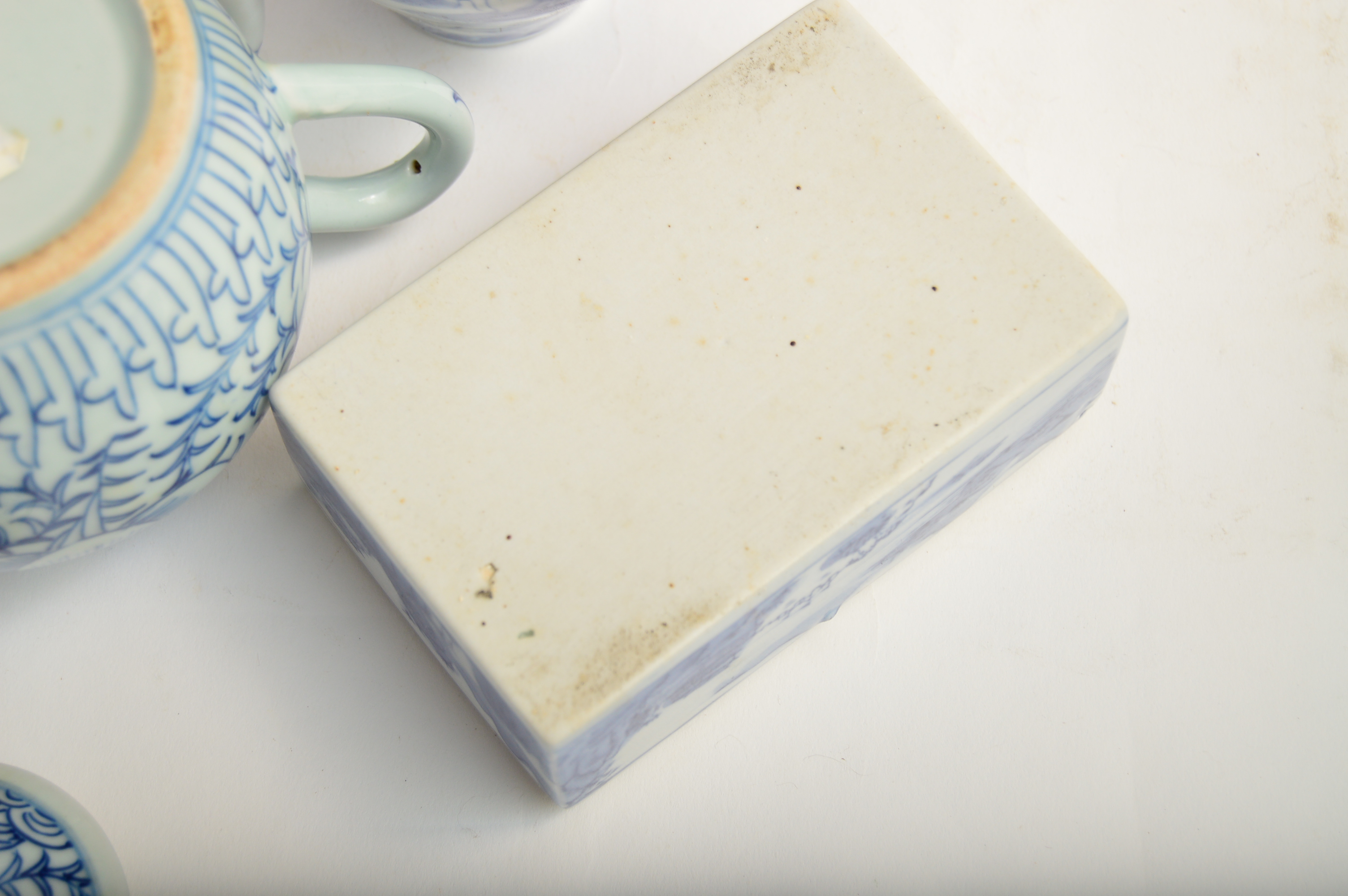 Chinese Blue and White Porcelain Teapots and Trinket Box