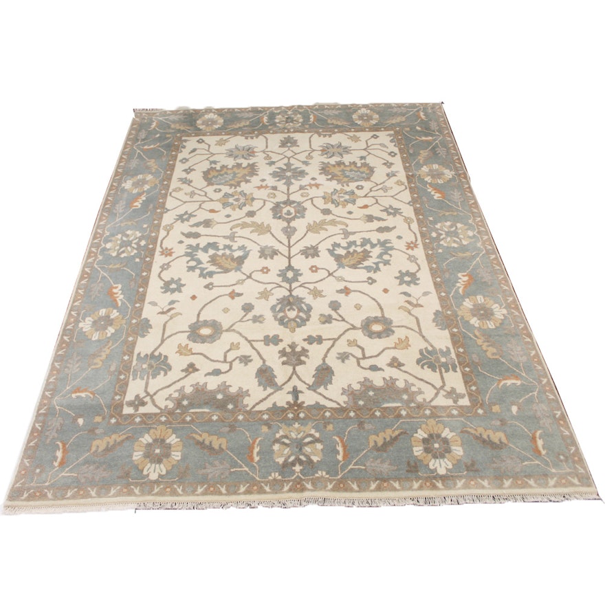 9'0 x 12'0 Hand-Knotted Indo-Oushak Room Size Rug