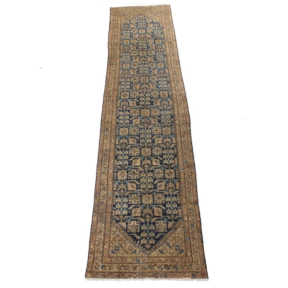 3'2 x 13'2 Hand-Knotted Persian Malayer Runner, circa 1920